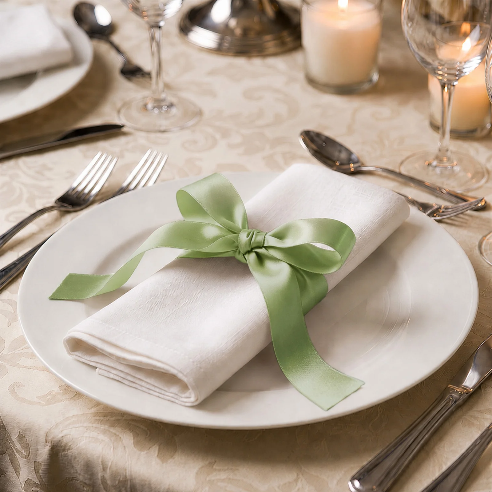 Satin Ribbon Roll 1" x 100 Yards Sage Green – Single Face Decorative Craft Ribbon