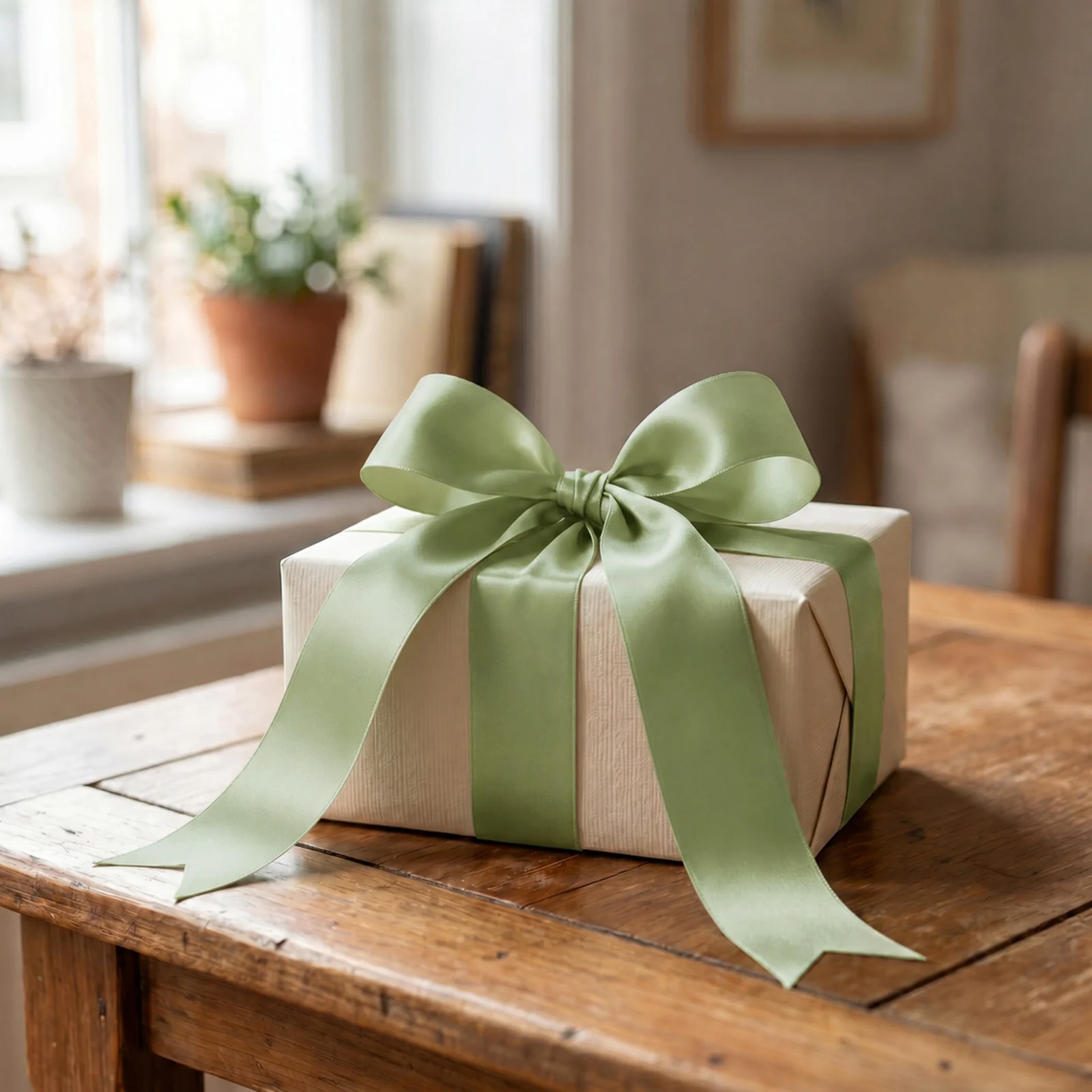 Satin Ribbon Roll 2" x 100 Yards Sage Green – Single Face Decorative Craft Ribbon