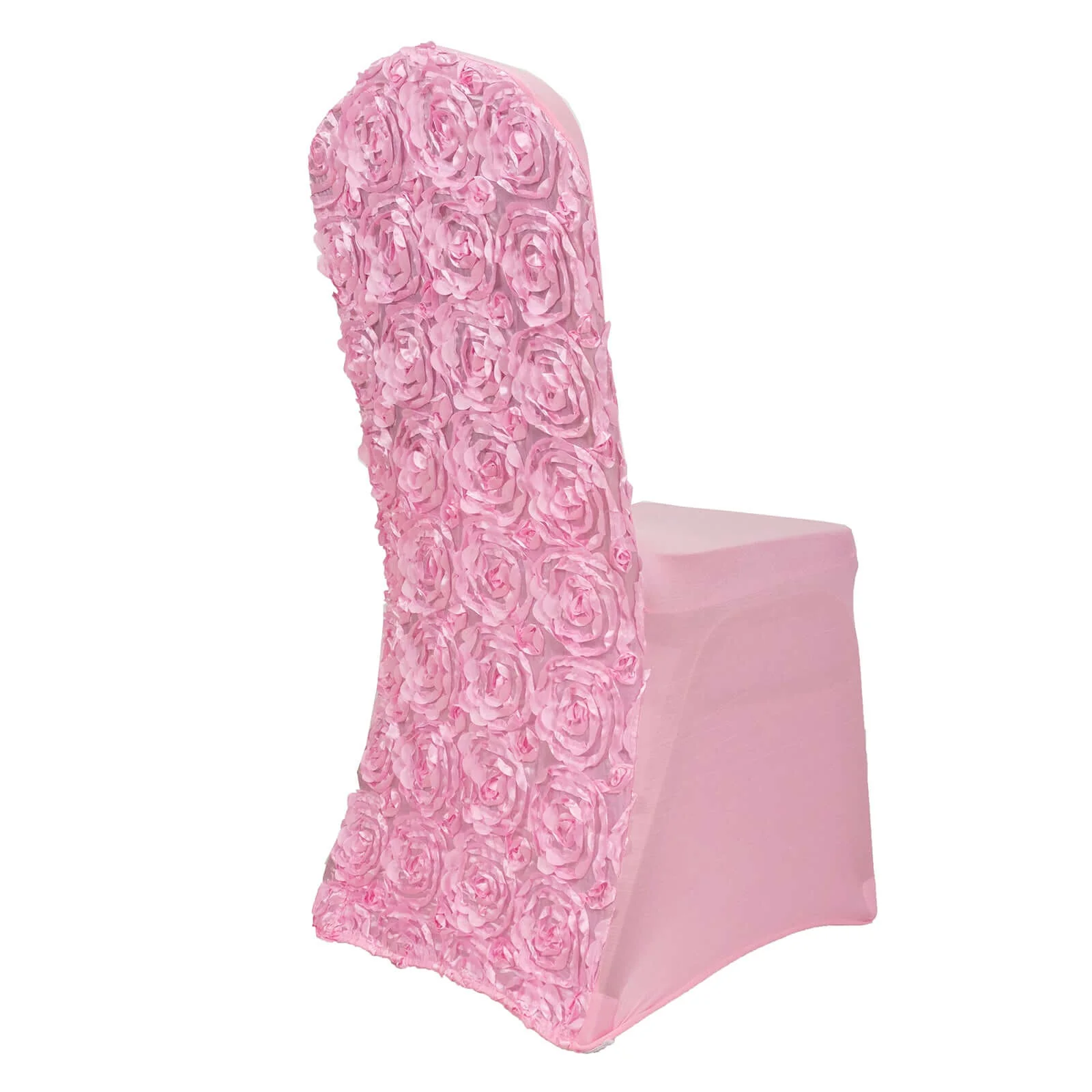 Satin Rosette Spandex Stretch Banquet Chair Cover Pink - Fitted Slip-On Slipcover - Image 7