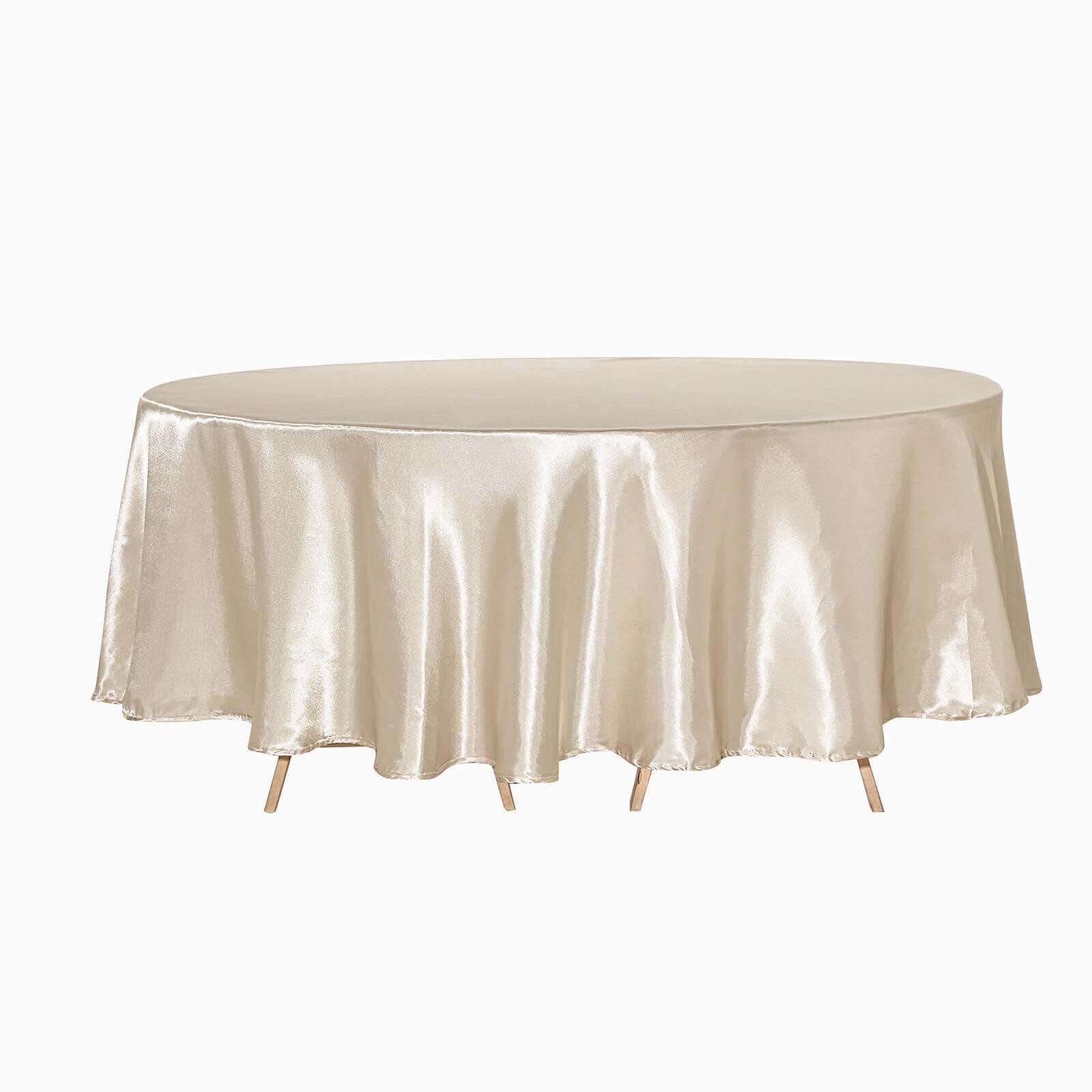 Satin Round Tablecloth 108" Beige - Smooth & Durable Table Cover - Image 5