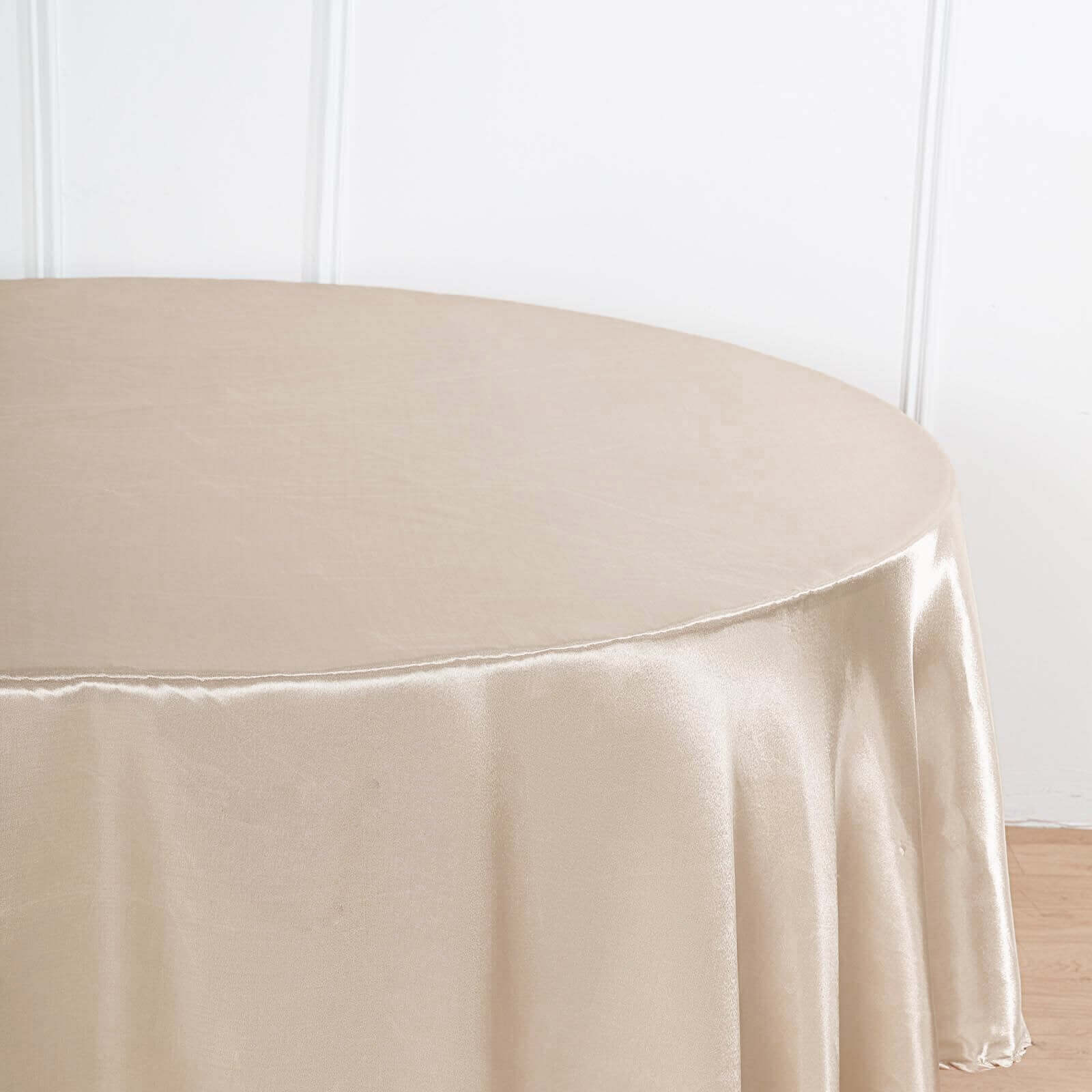 Satin Round Tablecloth 108" Beige - Smooth & Durable Table Cover - Image 7