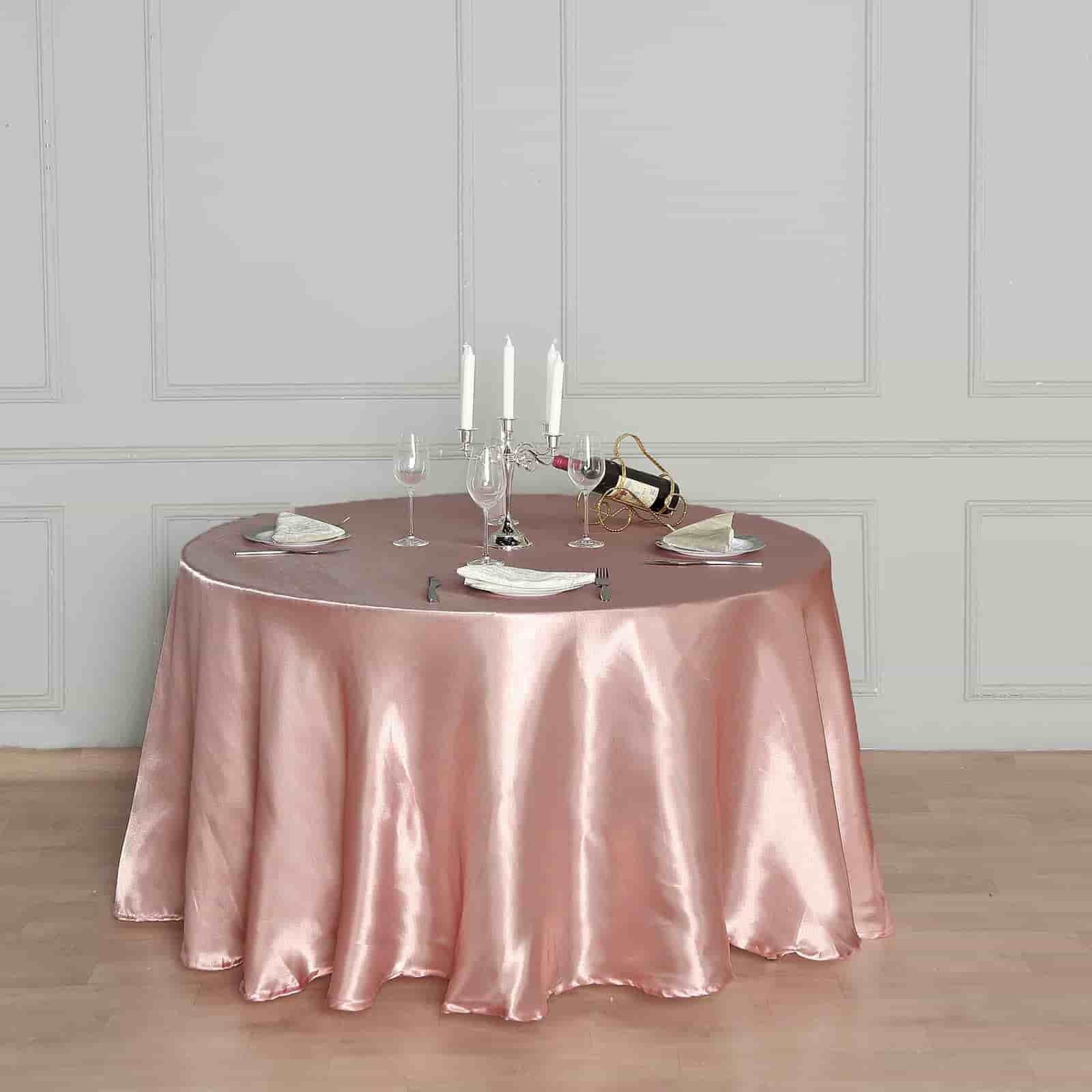 Satin Round Tablecloth 108" Dusty Rose - Smooth & Durable Table Cover - Image 2