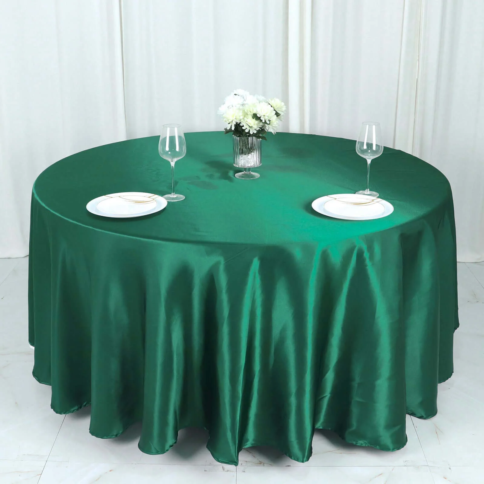 Satin Round Tablecloth 108" Hunter Emerald Green - Smooth & Durable Table Cover - Image 10