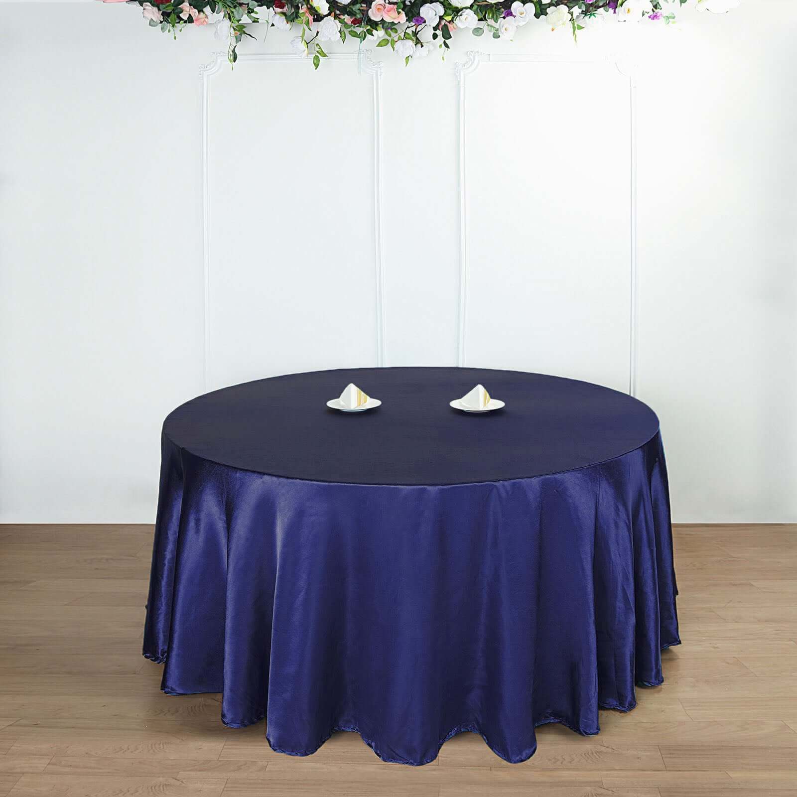 Satin Round Tablecloth 108" Navy Blue - Smooth & Durable Table Cover - Image 2