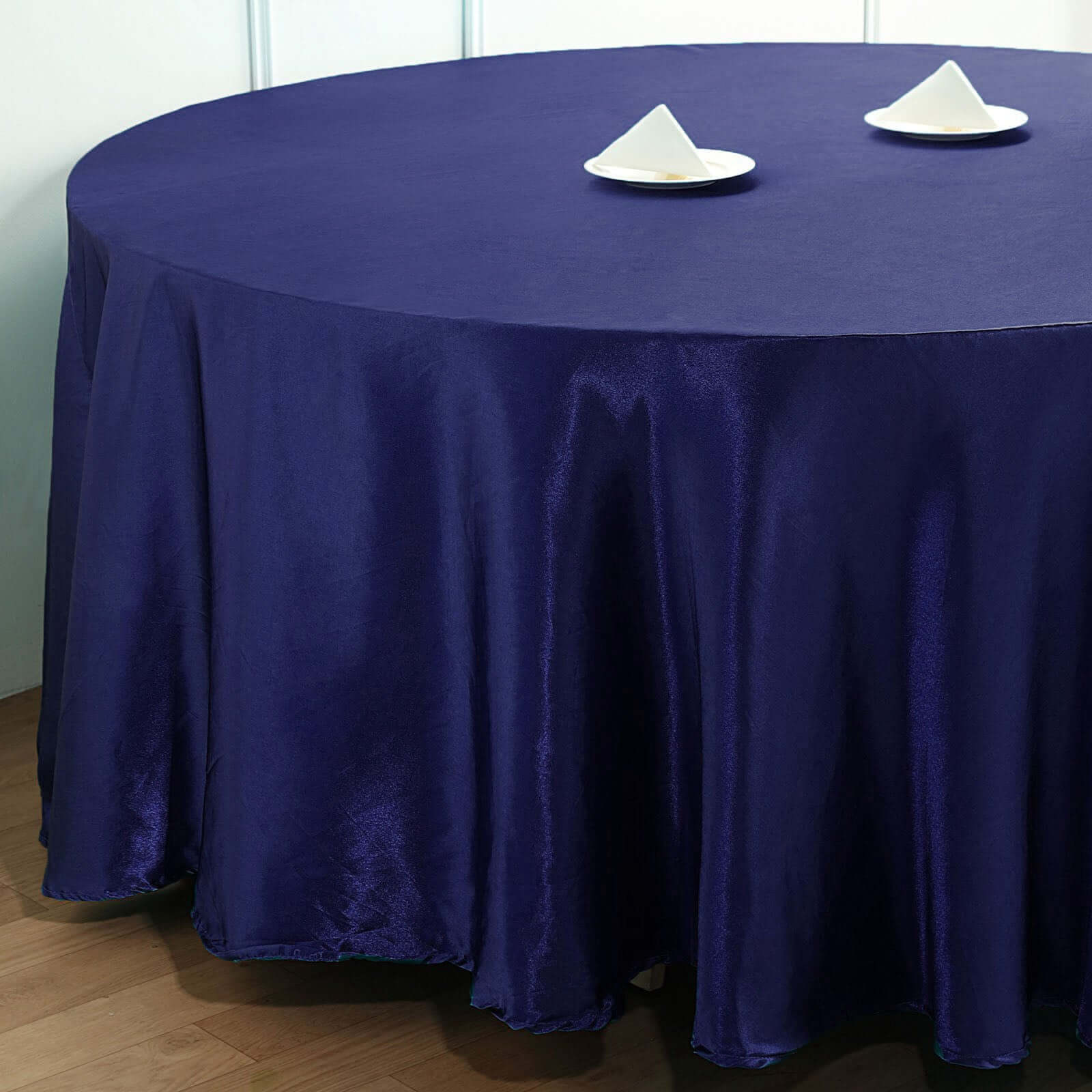 Satin Round Tablecloth 108" Navy Blue - Smooth & Durable Table Cover - Image 3