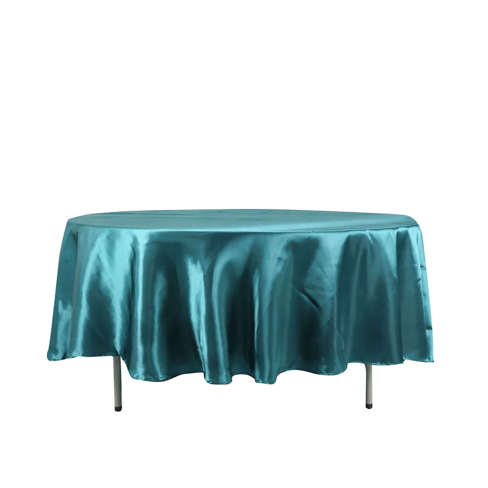 Satin Round Tablecloth 108" Peacock Teal - Smooth & Durable Table Cover - Image 6