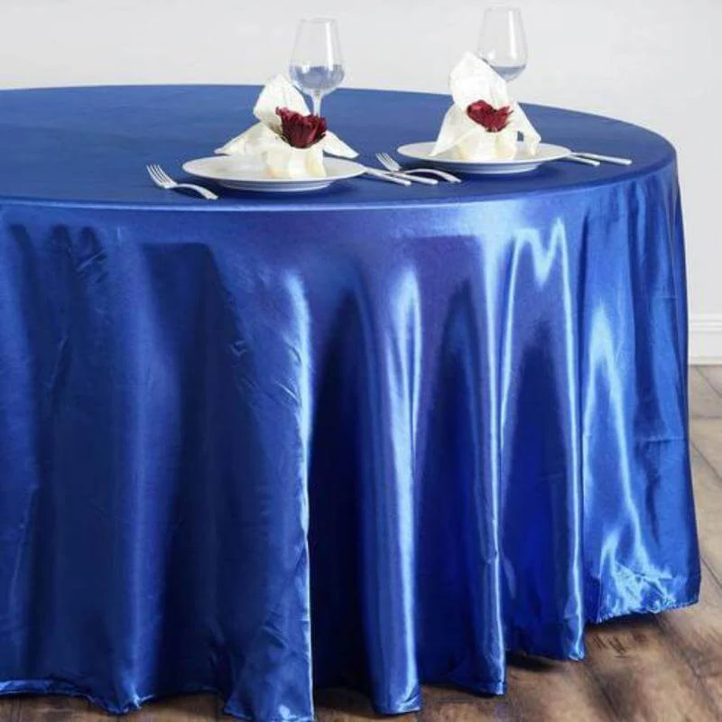 Satin Round Tablecloth 108" Royal Blue - Smooth & Durable Table Cover - Image 2