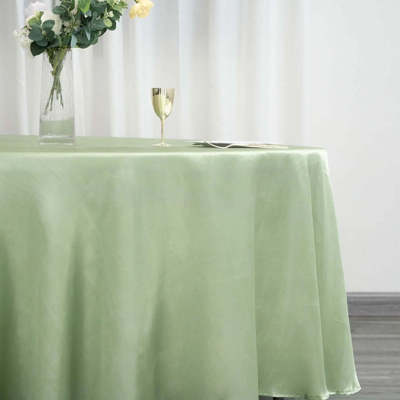 Satin Round Tablecloth 108" Sage Green - Smooth & Durable Table Cover - Image 2