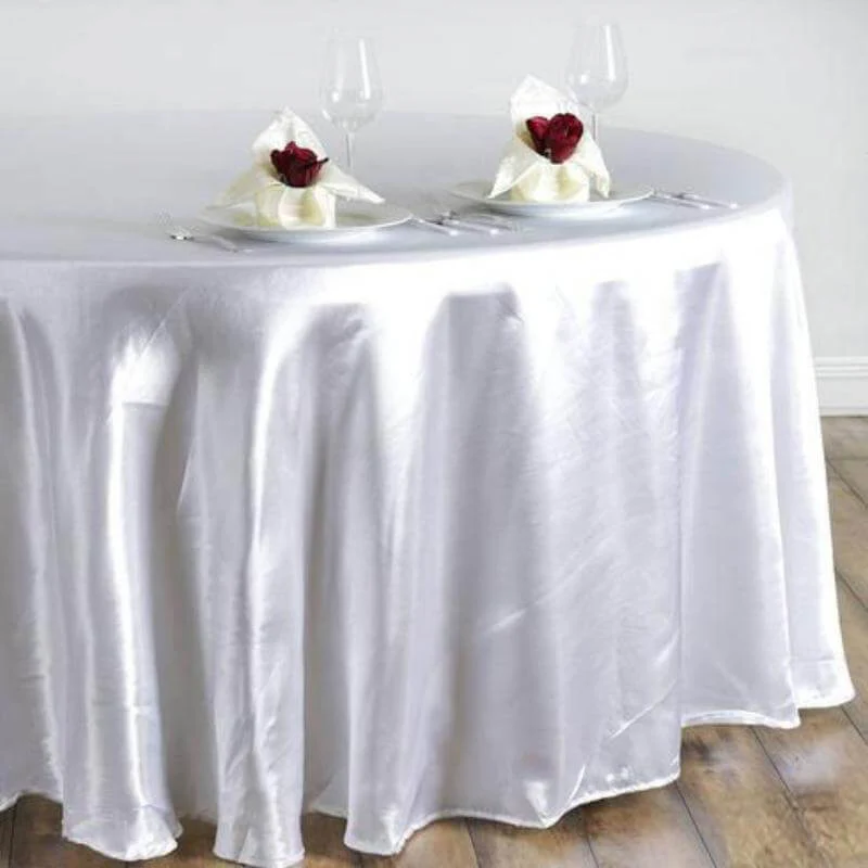 Satin Round Tablecloth 108" White - Smooth & Durable Table Cover for Polished Event Decor - Image 2