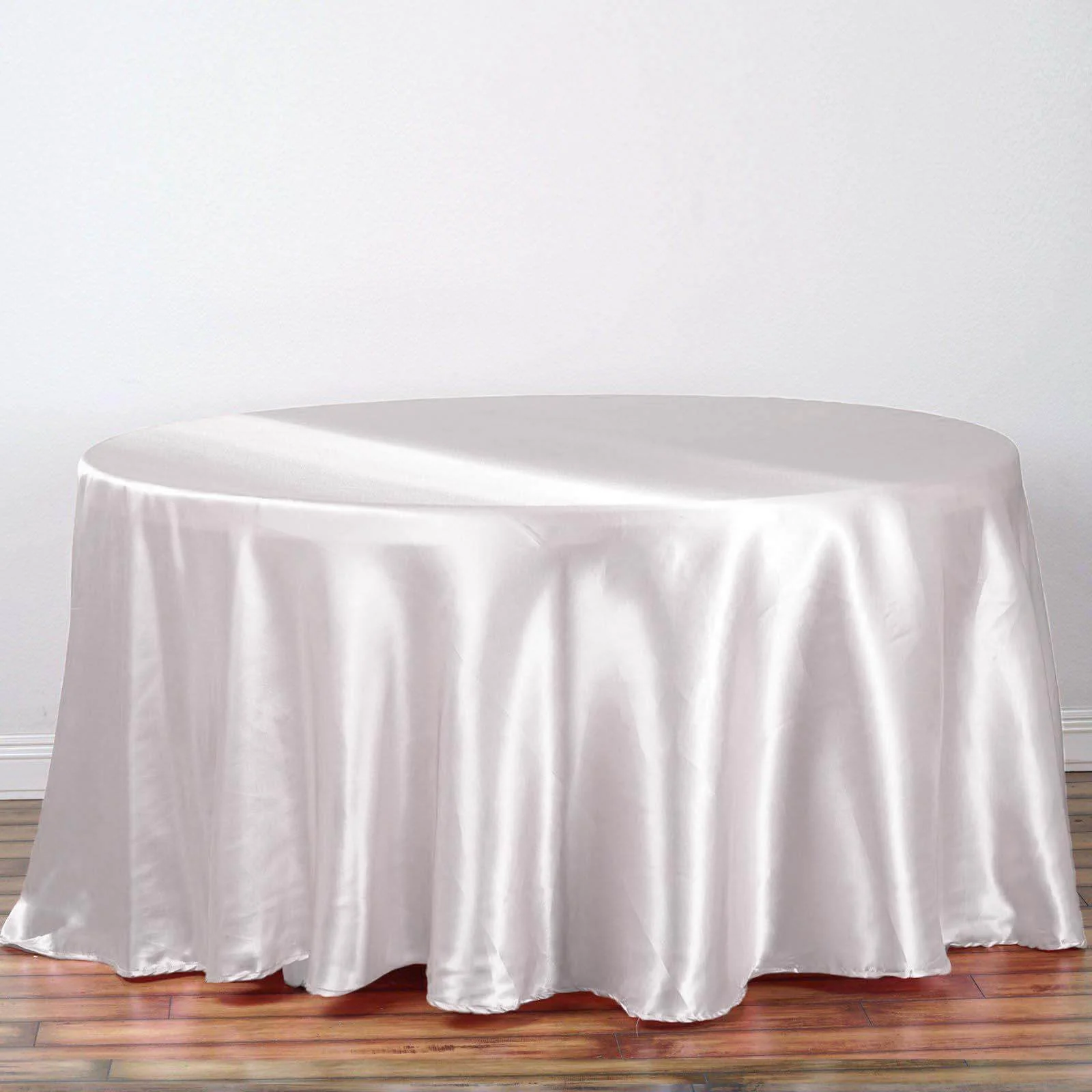 Satin Round Tablecloth 108" White - Smooth & Durable Table Cover for Polished Event Decor - Image 3