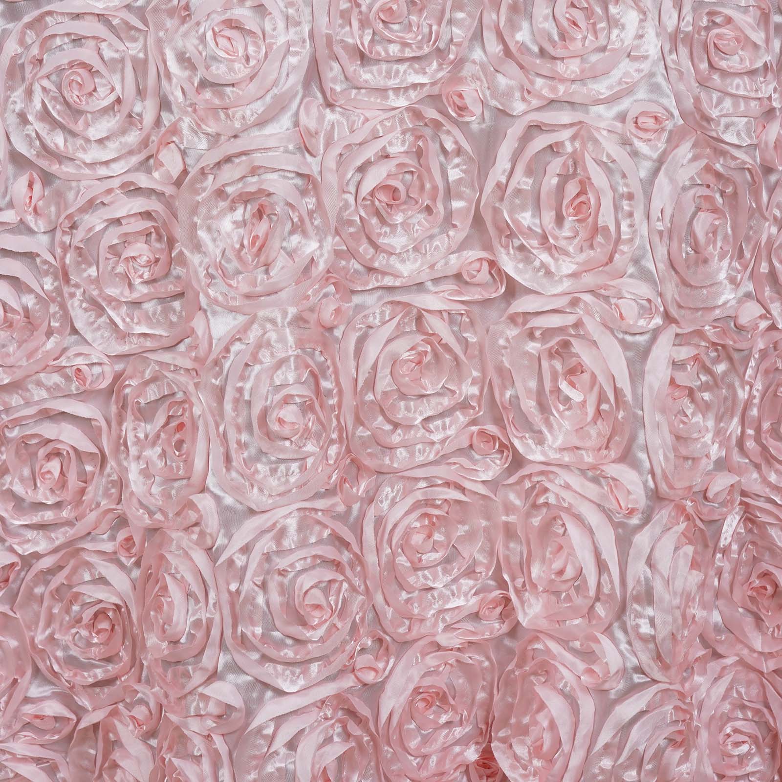 Satin Round Tablecloth 120" Blush - Grandiose 3D Rosette Table Cover - Image 2