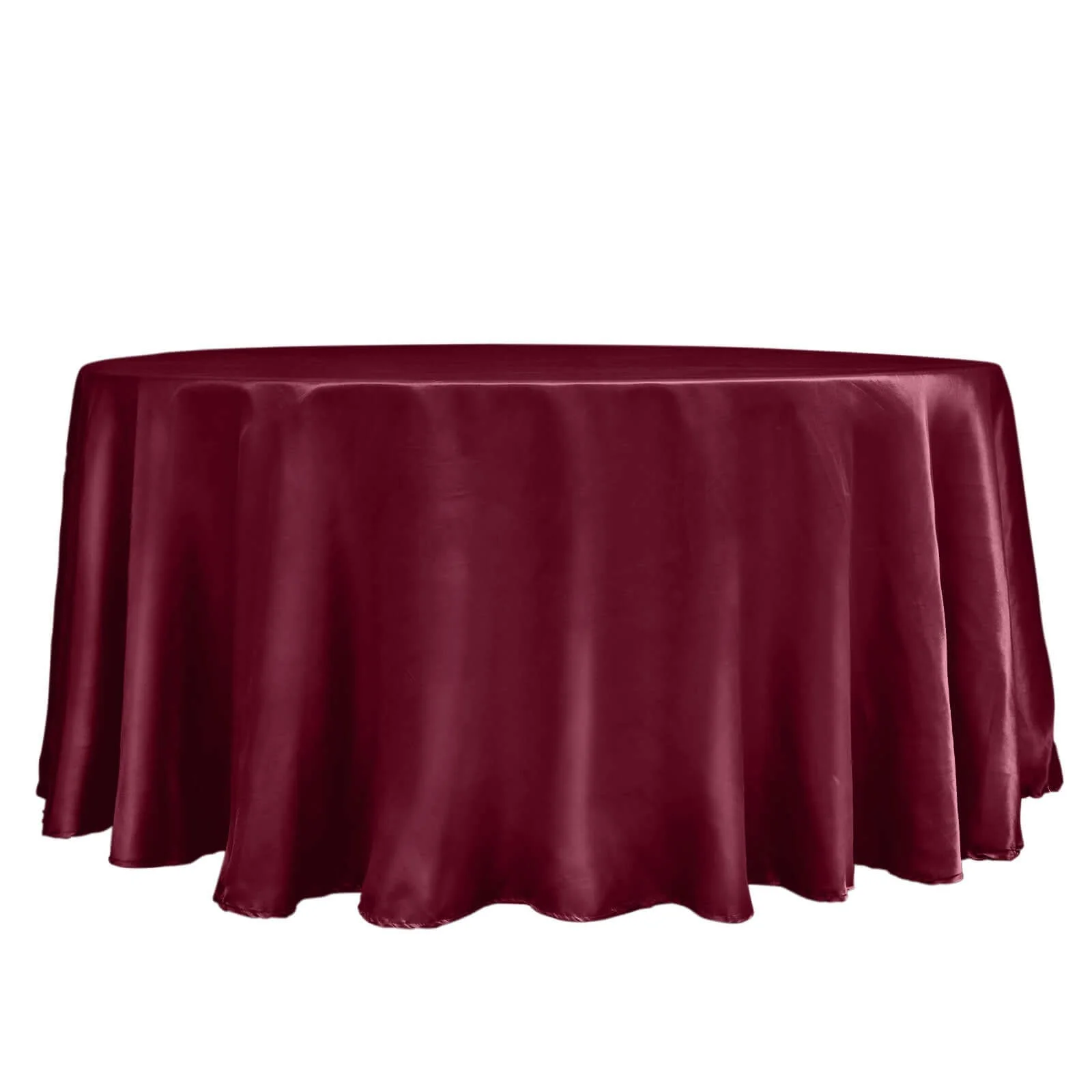 Satin Round Tablecloth 120" Burgundy - Seamless Table Cover - Image 6
