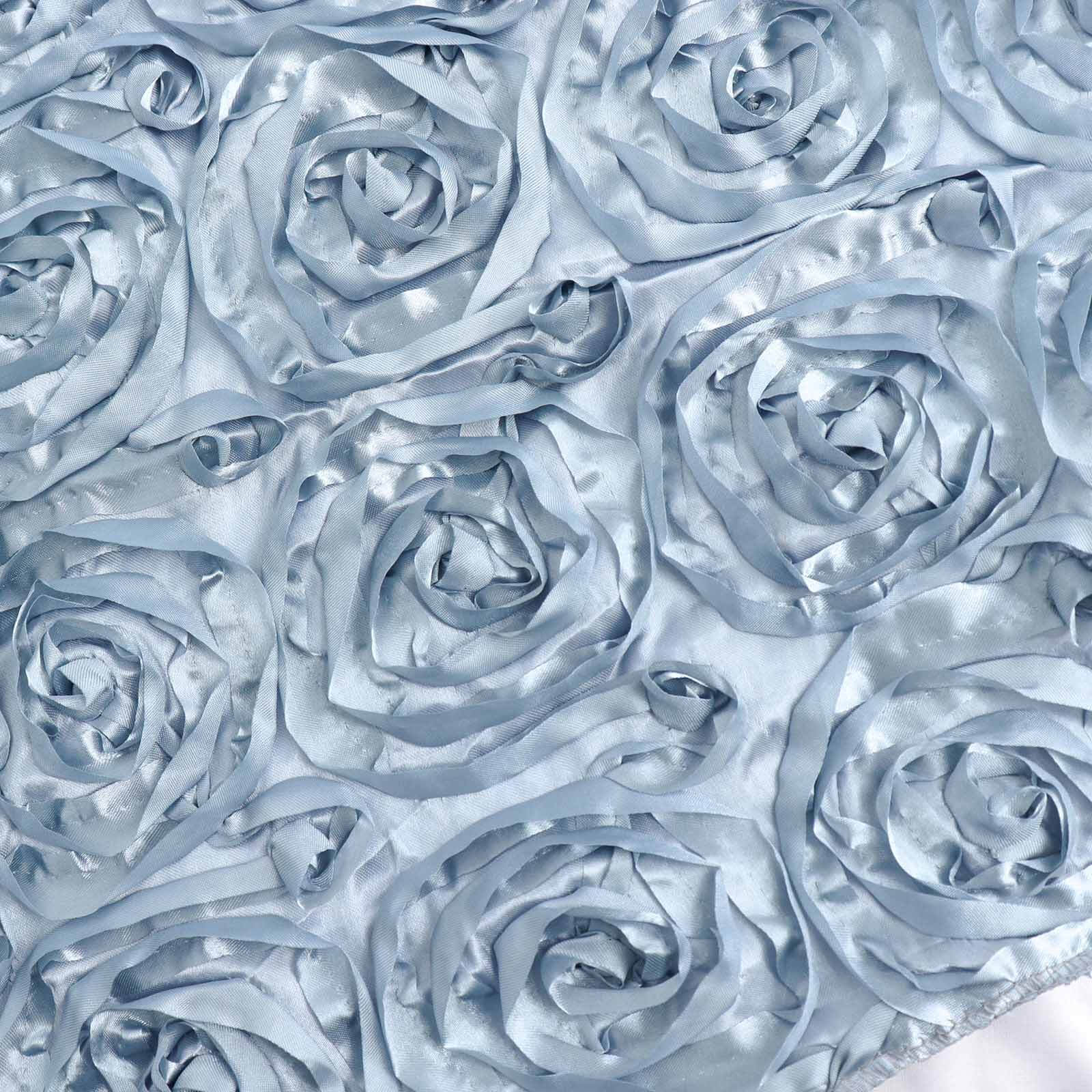 Satin Round Tablecloth 120" Dusty Blue - Grandiose 3D Rosette Table Cover - Image 6