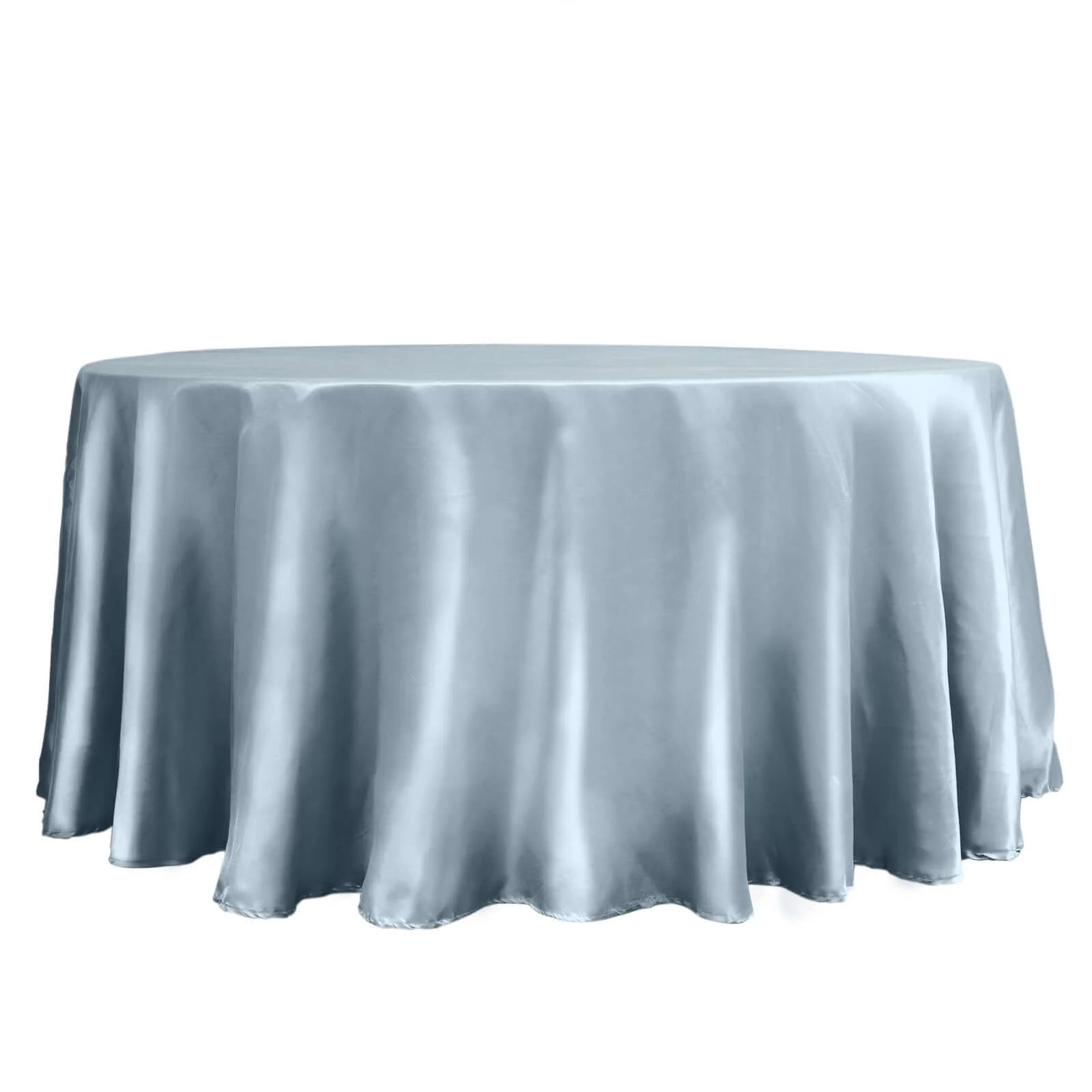 Satin Round Tablecloth 120" Dusty Blue - Seamless Table Cover - Image 6