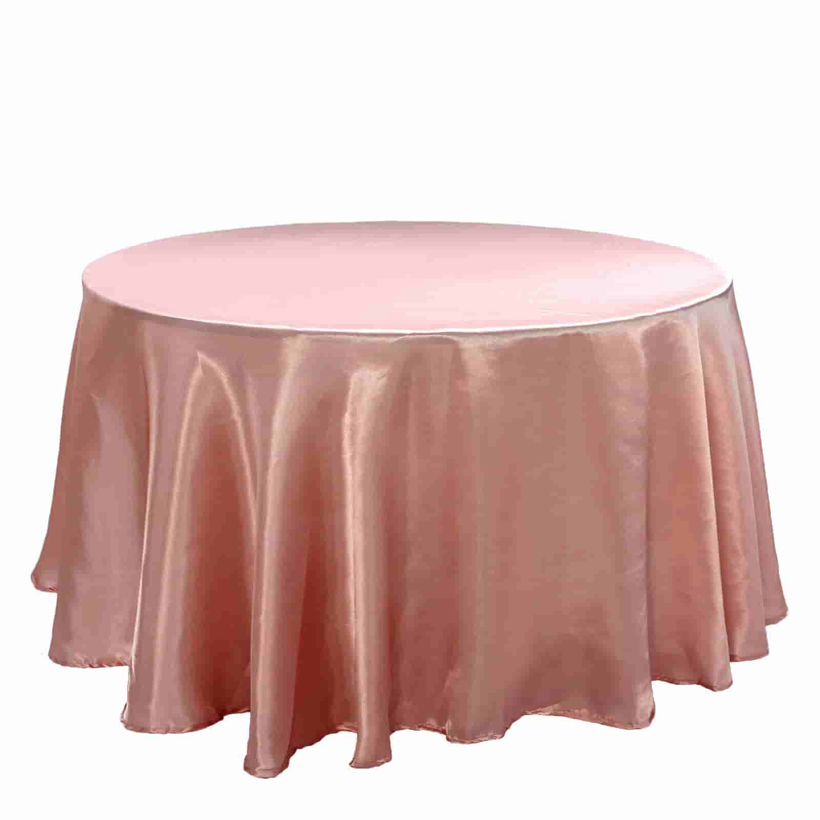 Satin Round Tablecloth 120" Dusty Rose - Seamless Table Cover - Image 4