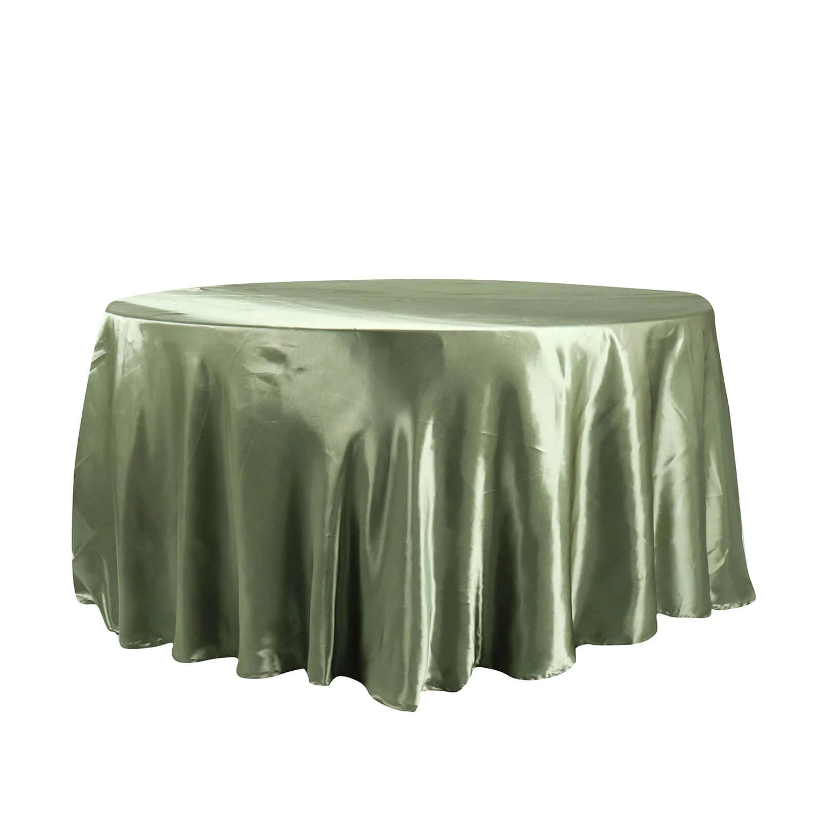 Satin Round Tablecloth 120" Dusty Sage Green - Seamless Table Cover - Image 5