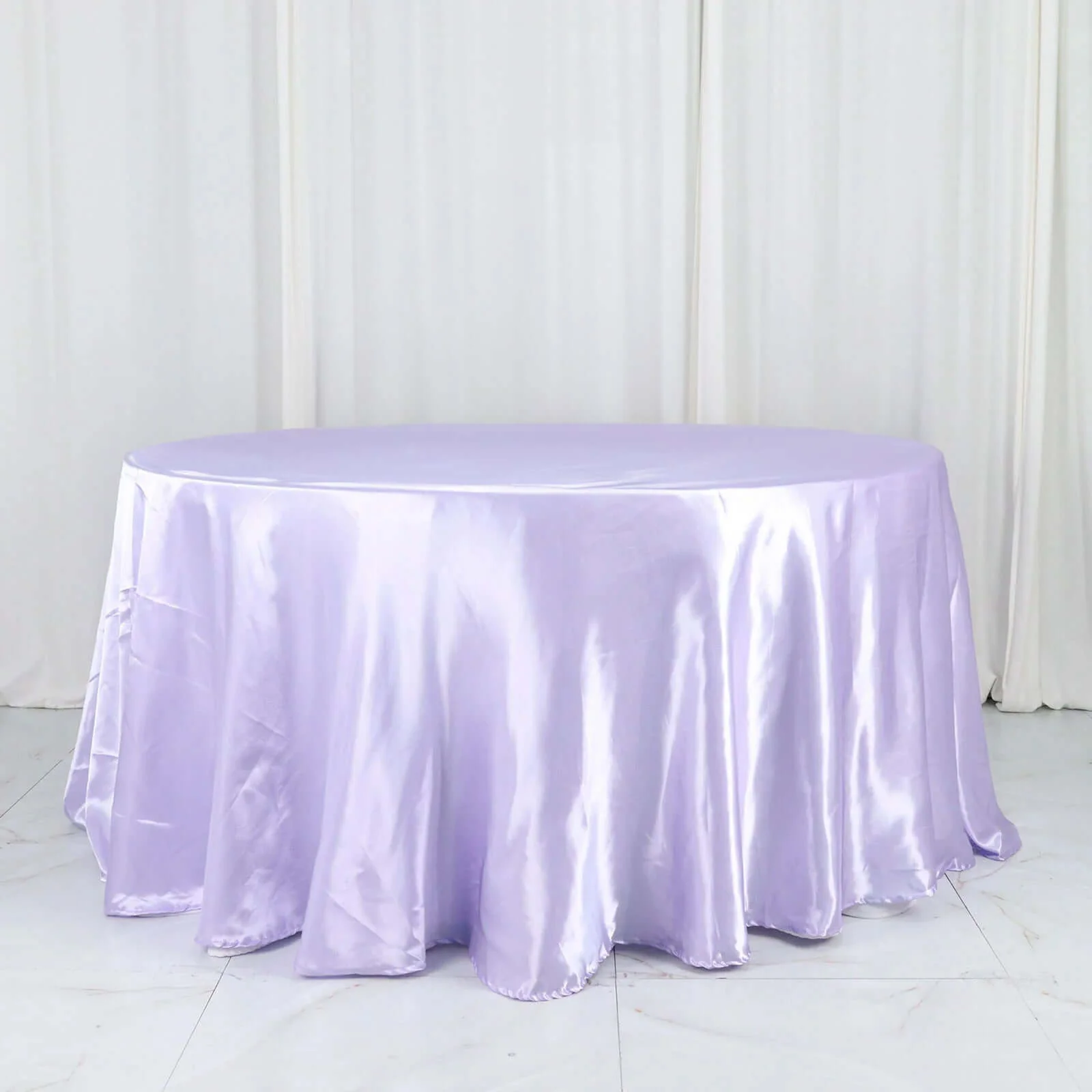 Satin Round Tablecloth 120" Lavender Lilac - Seamless Table Cover