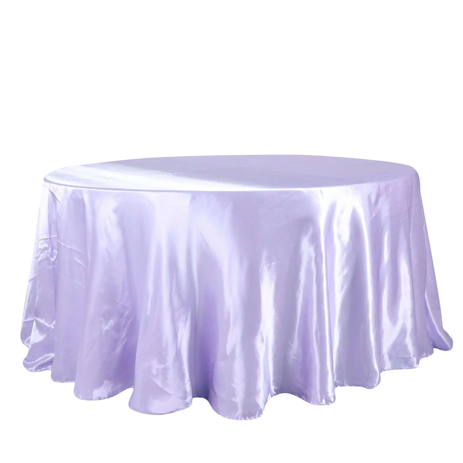 Satin Round Tablecloth 120" Lavender Lilac - Seamless Table Cover - Image 6