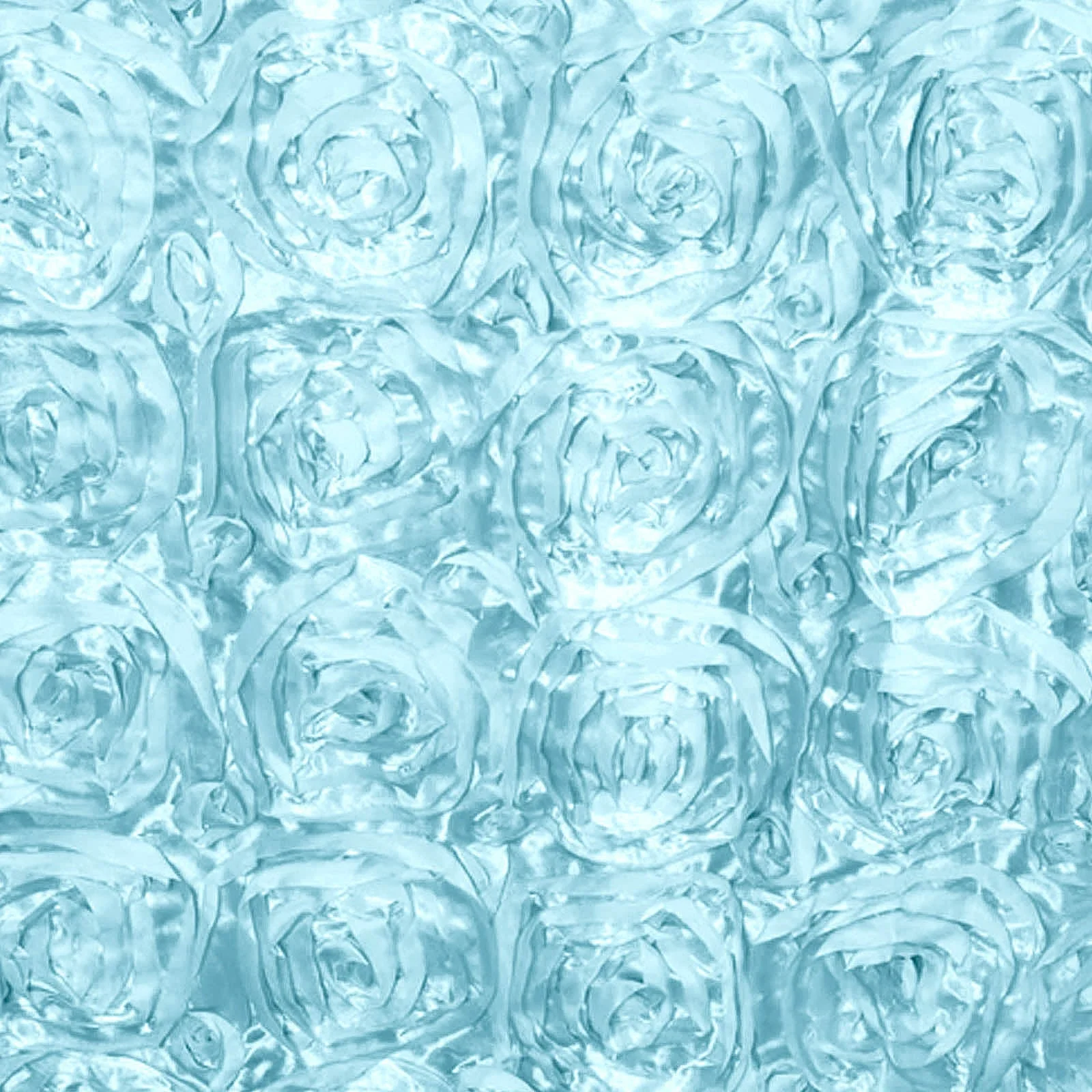 Satin Round Tablecloth 120" Light Blue - Grandiose 3D Rosette Table Cover - Image 8