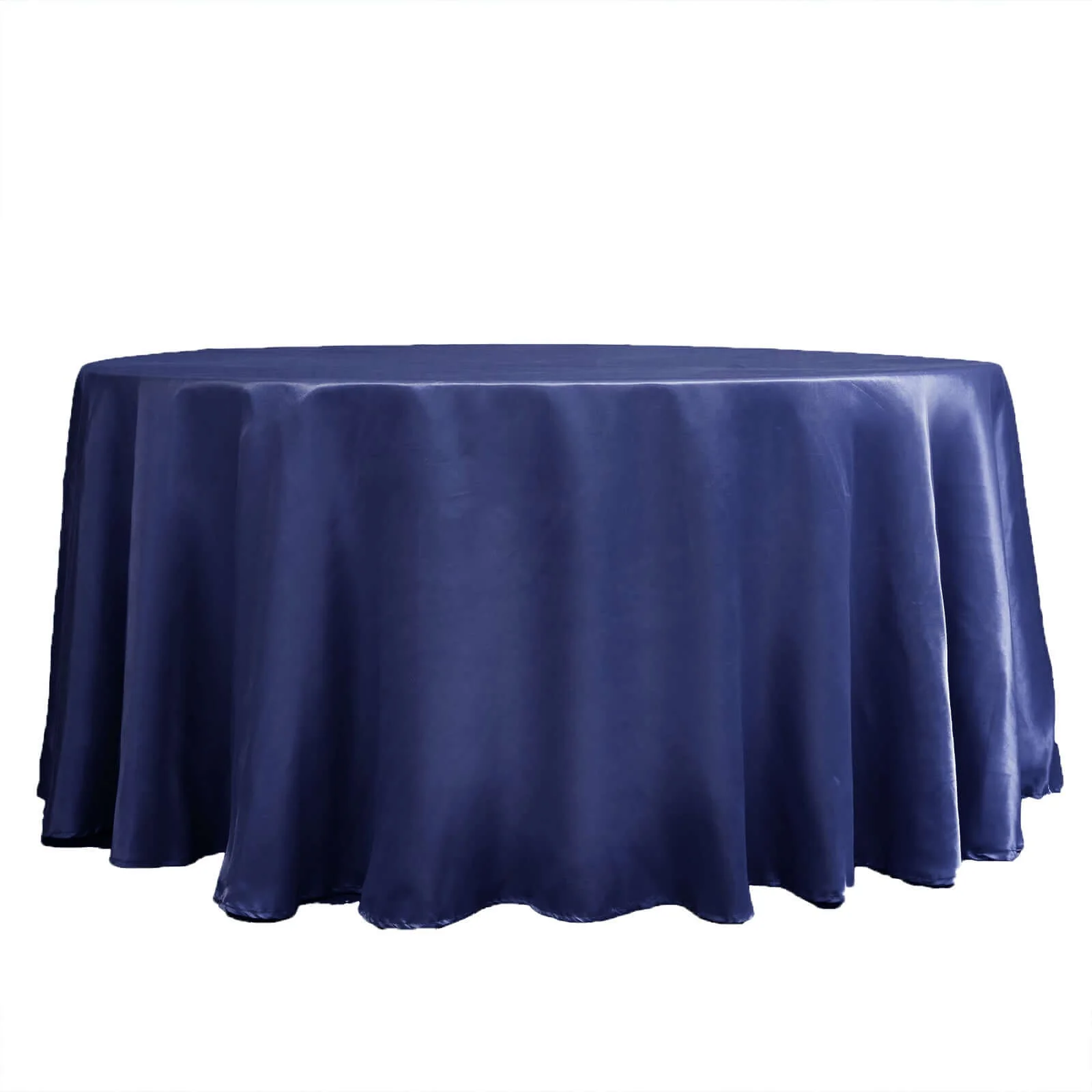 Satin Round Tablecloth 120" Navy Blue - Seamless Table Cover - Image 6
