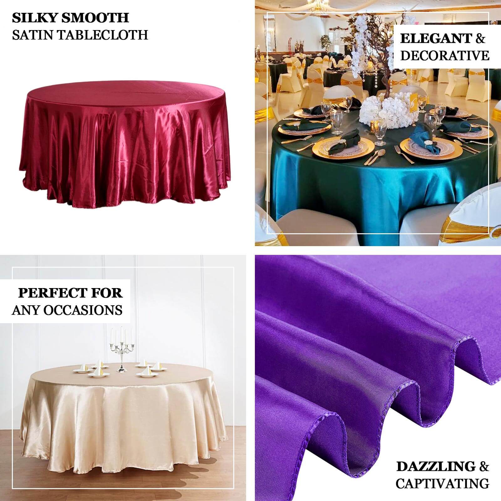 Satin Round Tablecloth 120" Nude - Seamless Table Cover - Image 4