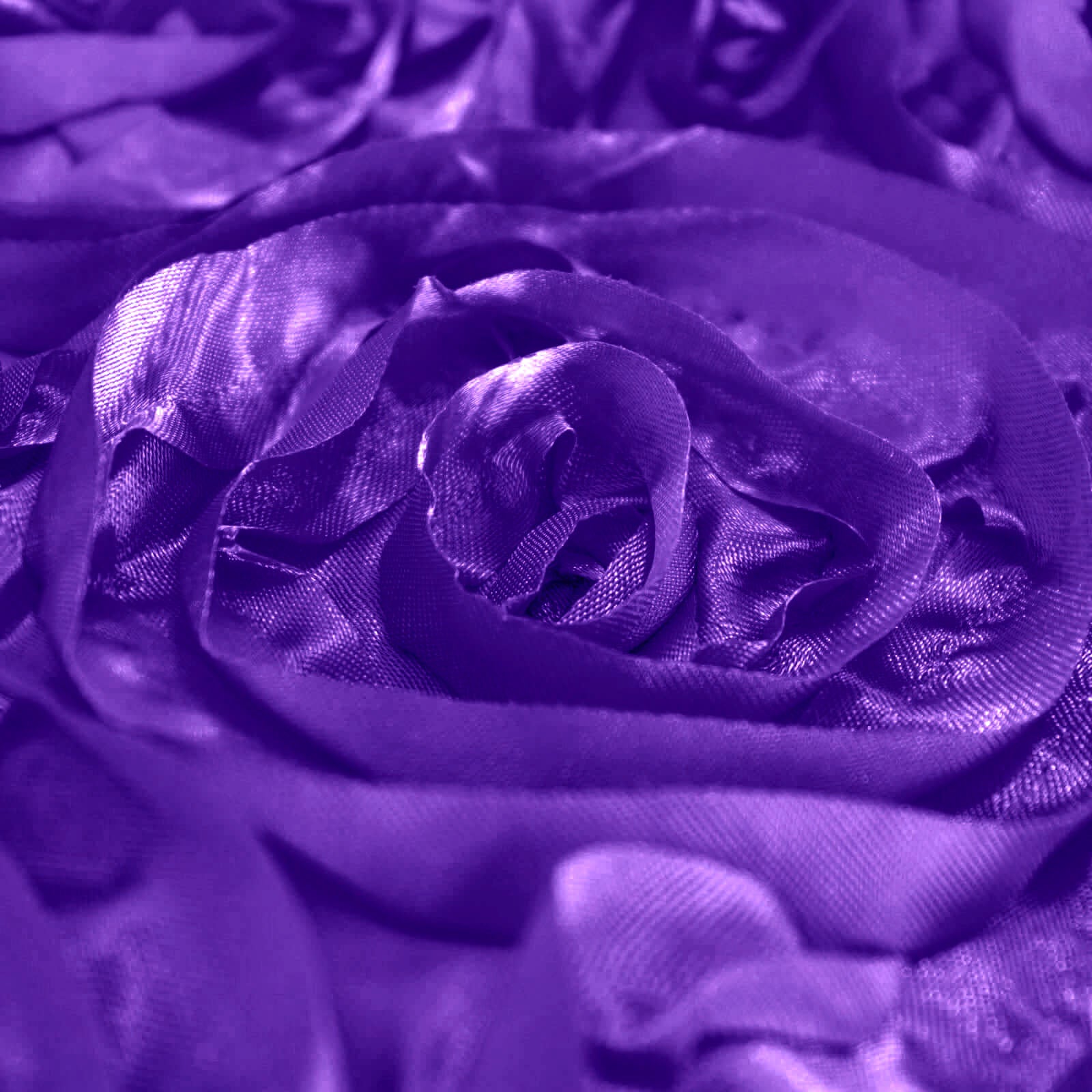 Satin Round Tablecloth 120" Purple - Grandiose 3D Rosette Table Cover - Image 7
