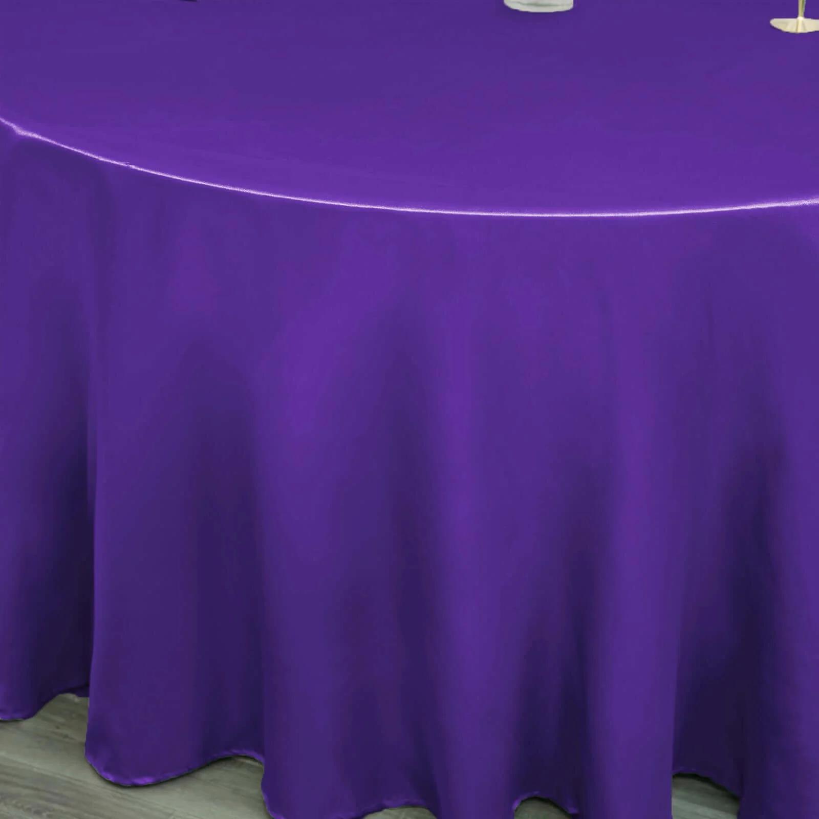Satin Round Tablecloth 120" Purple - Seamless Table Cover - Image 7