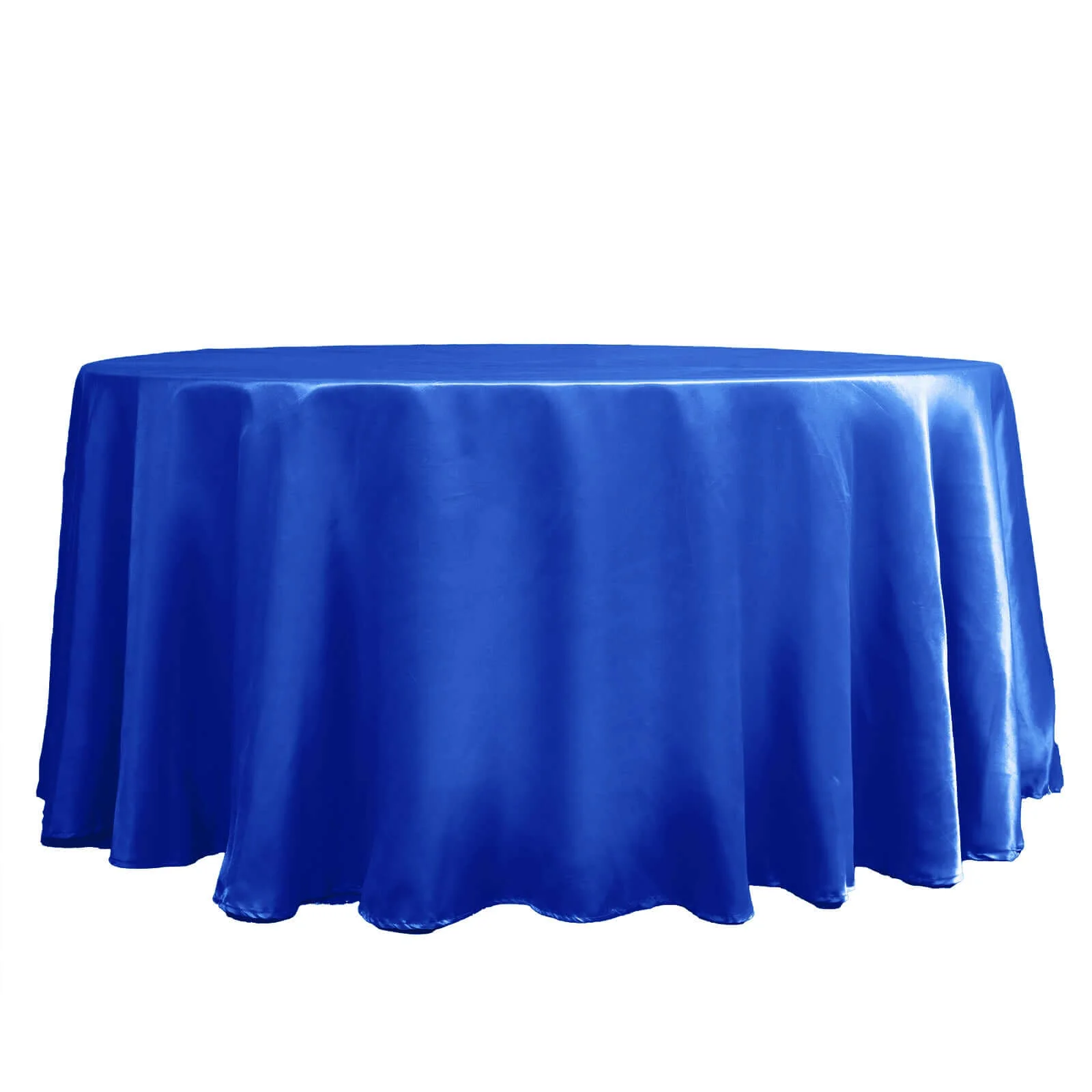 Satin Round Tablecloth 120" Royal Blue - Seamless Table Cover - Image 6