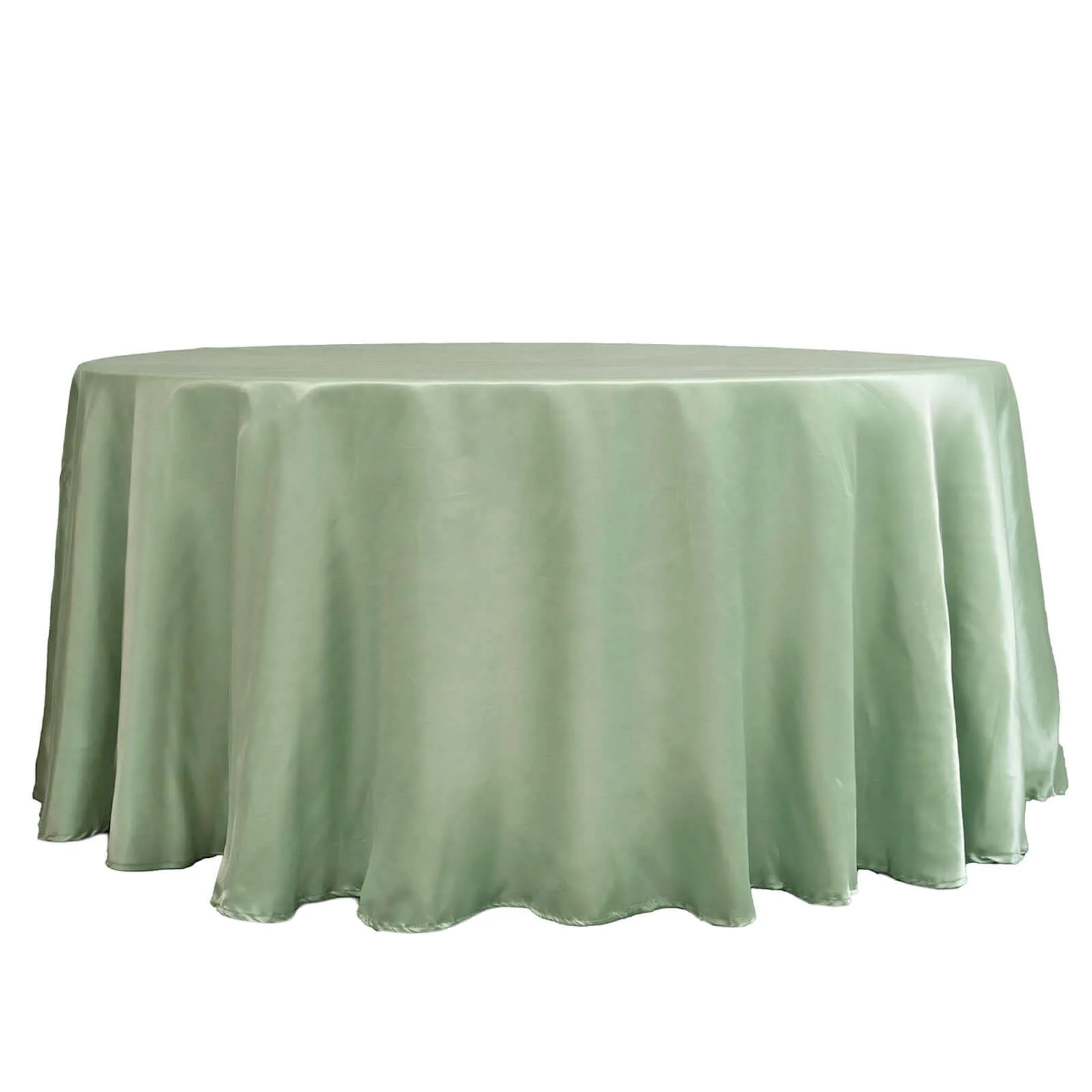 Satin Round Tablecloth 120" Sage Green - Seamless Table Cover - Image 6