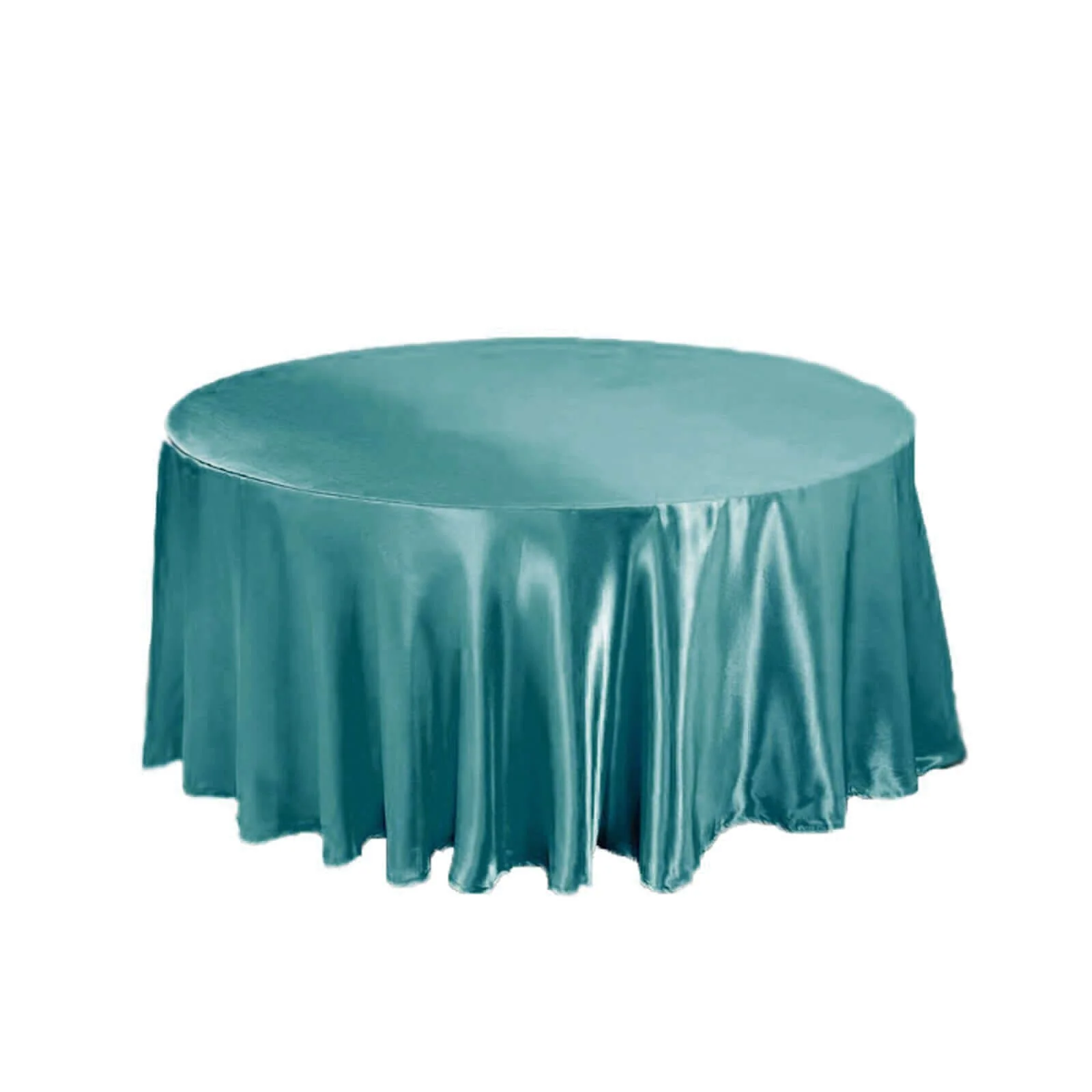 Satin Round Tablecloth 120" Turquoise - Seamless Table Cover - Image 6