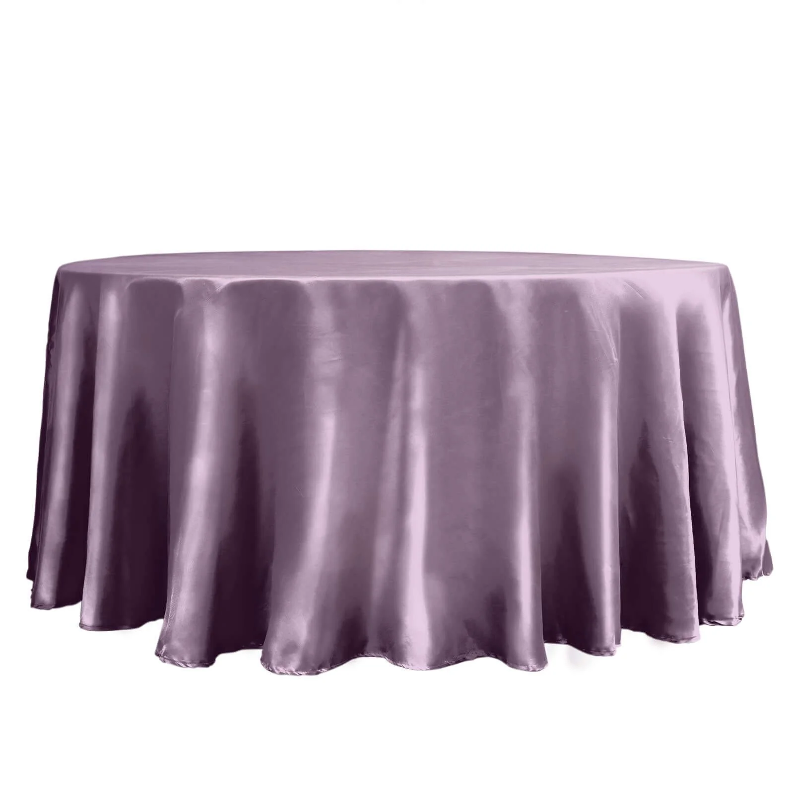 Satin Round Tablecloth 120" Violet Amethyst - Seamless Table Cover - Image 6