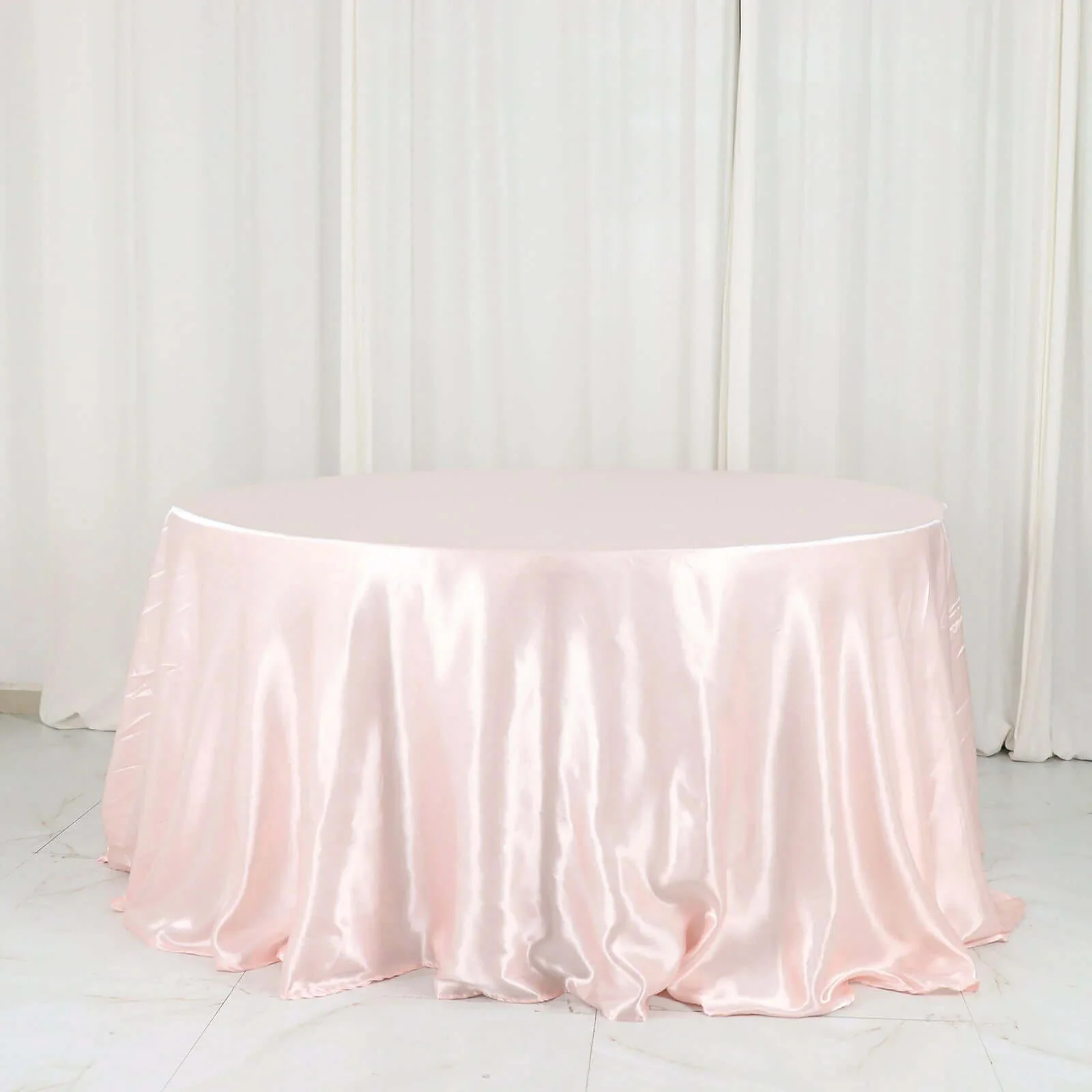 Satin Round Tablecloth 132" Blush - Seamless Table Cover
