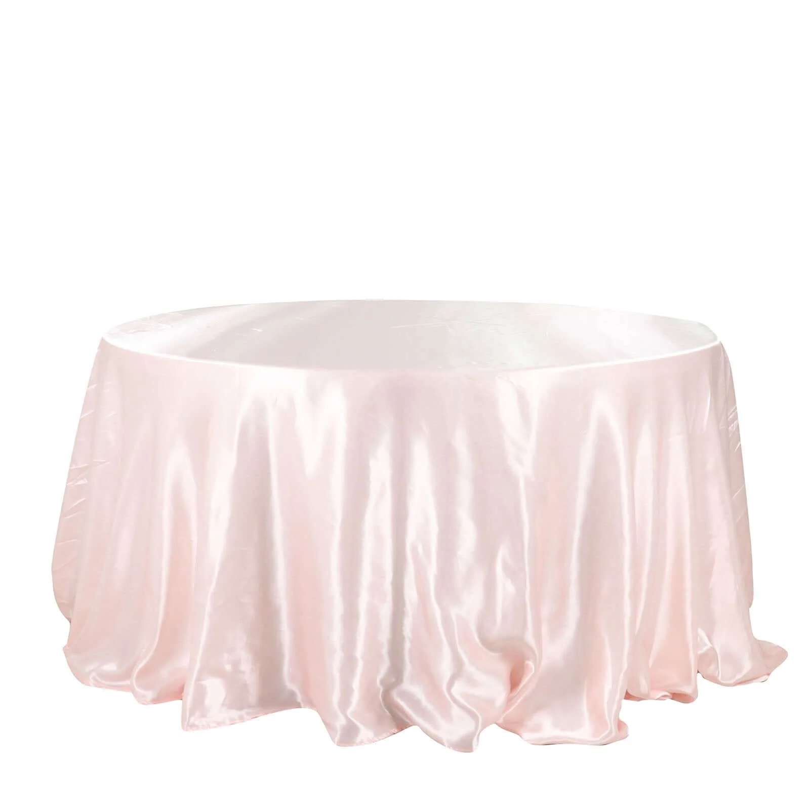Satin Round Tablecloth 132" Blush - Seamless Table Cover - Image 7