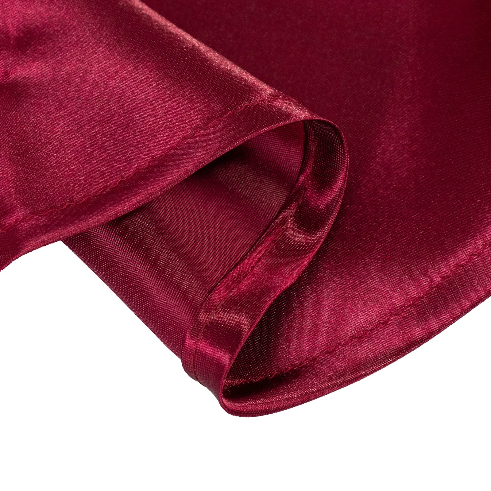 Satin Round Tablecloth 132" Burgundy - Seamless Table Cover - Image 8