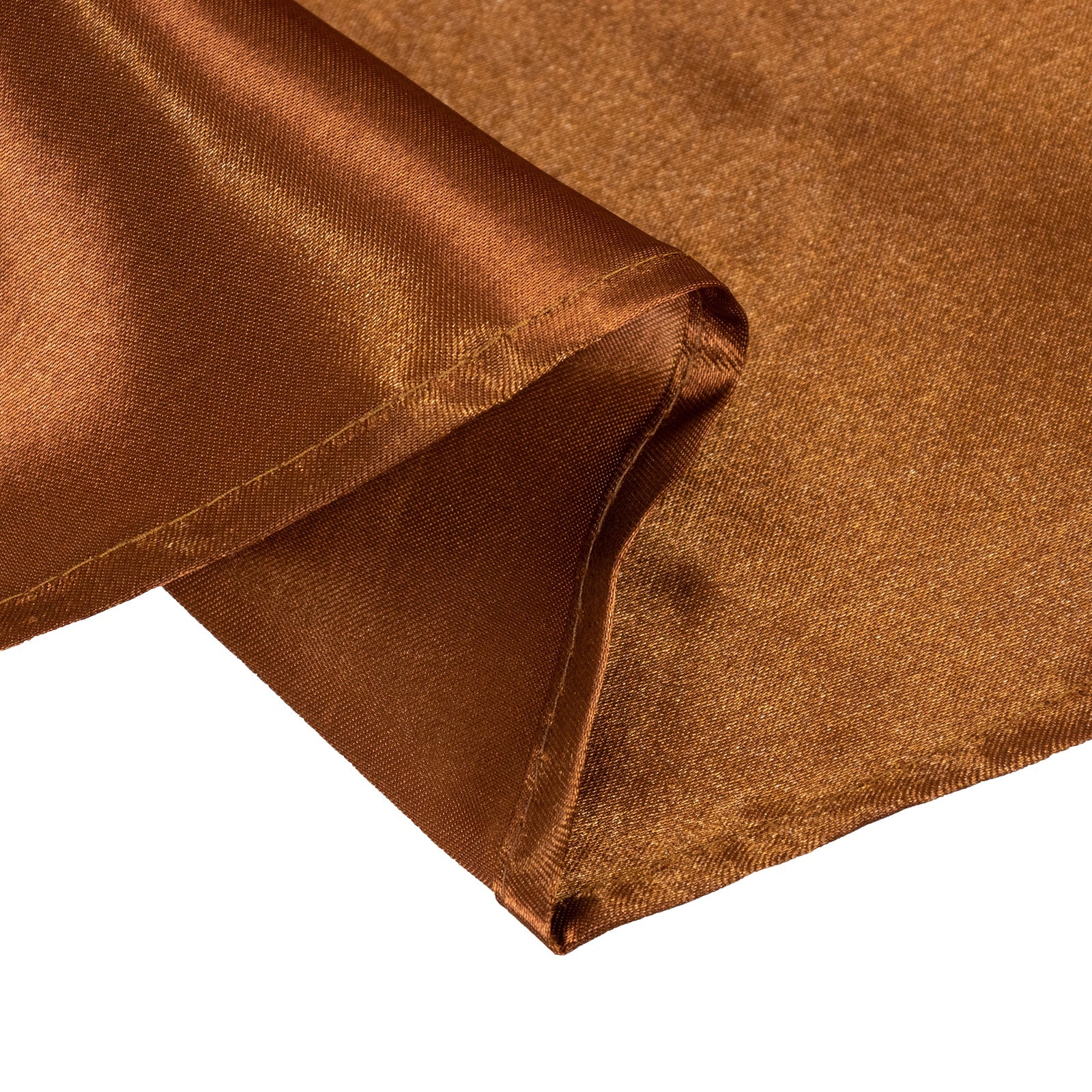 Satin Round Tablecloth 132" Cinnamon Brown - Seamless Table Cover - Image 7