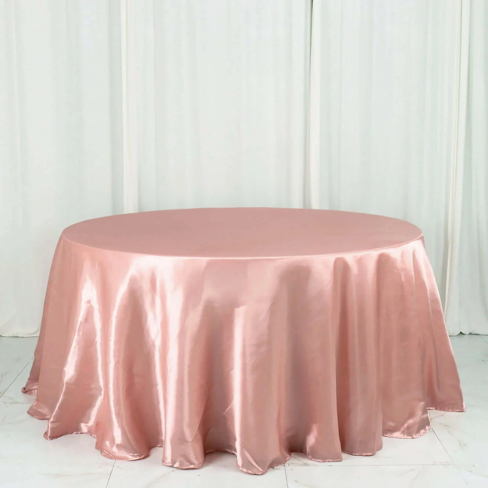 Satin Round Tablecloth 132" Dusty Rose - Seamless Table Cover