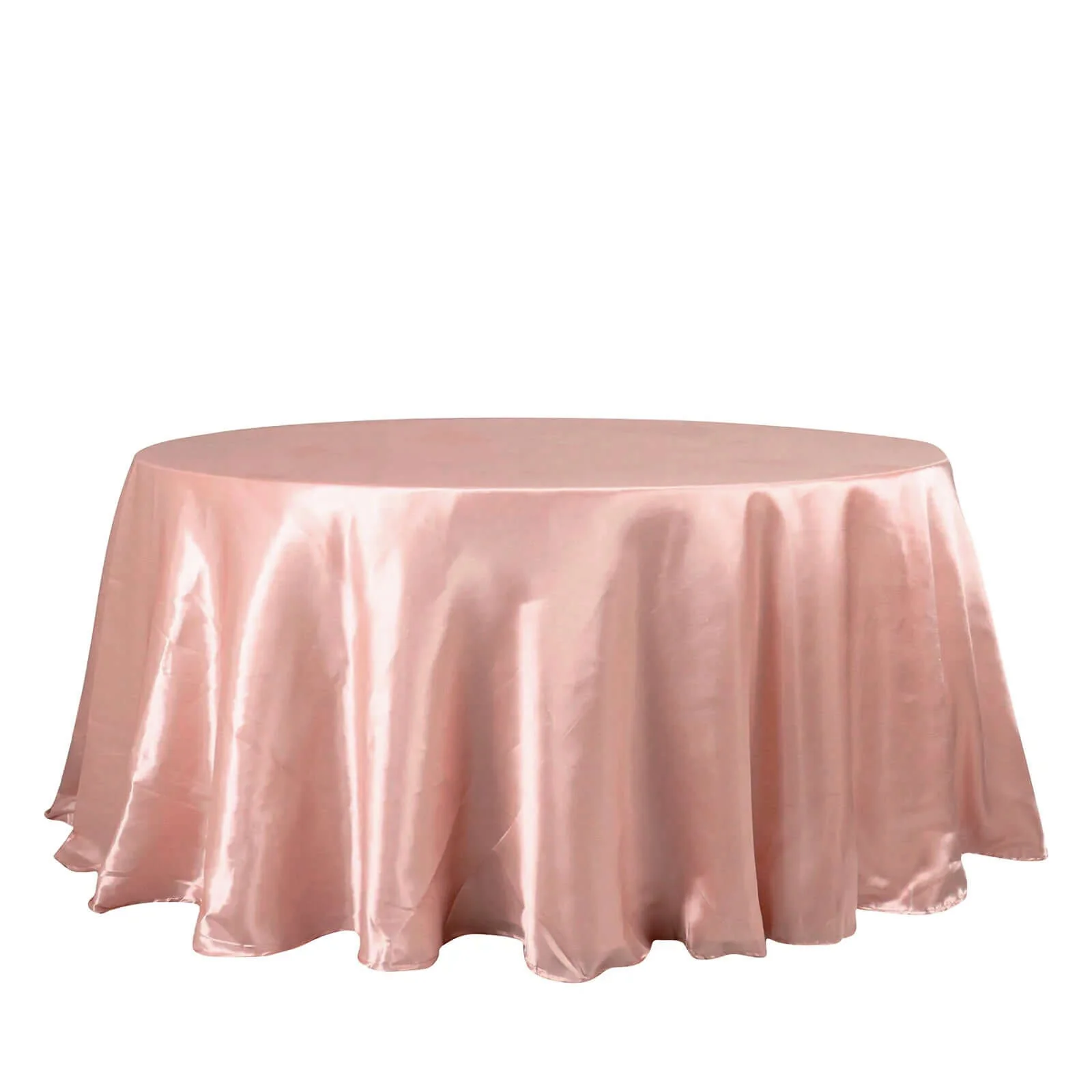 Satin Round Tablecloth 132" Dusty Rose - Seamless Table Cover - Image 7