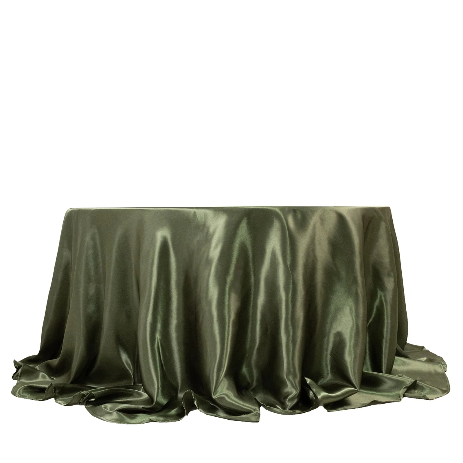 Satin Round Tablecloth 132" Dusty Sage Green - Seamless Table Cover - Image 6