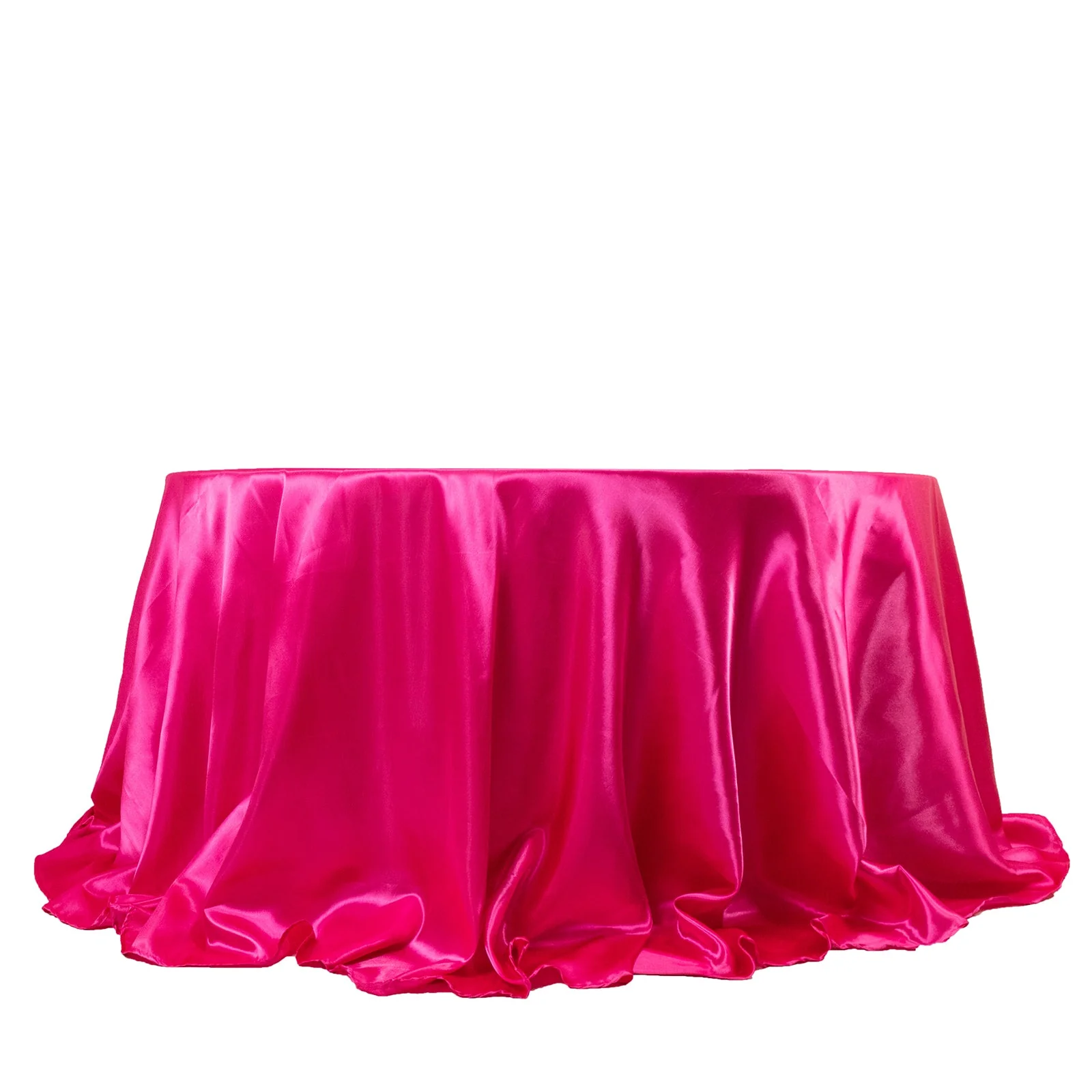 Satin Round Tablecloth 132" Fuchsia - Seamless Table Cover - Image 7