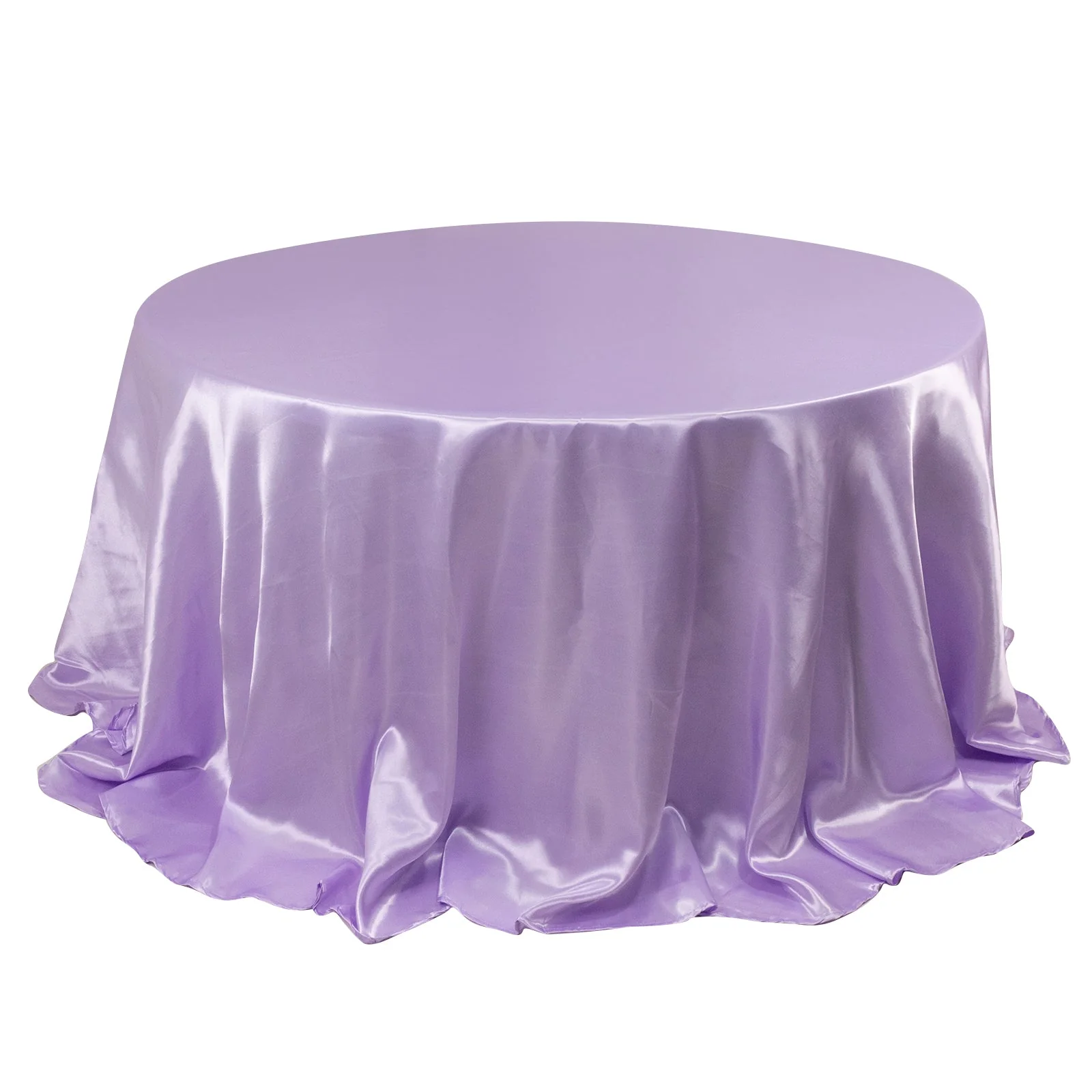 Satin Round Tablecloth 132" Lavender Lilac - Seamless Table Cover - Image 2
