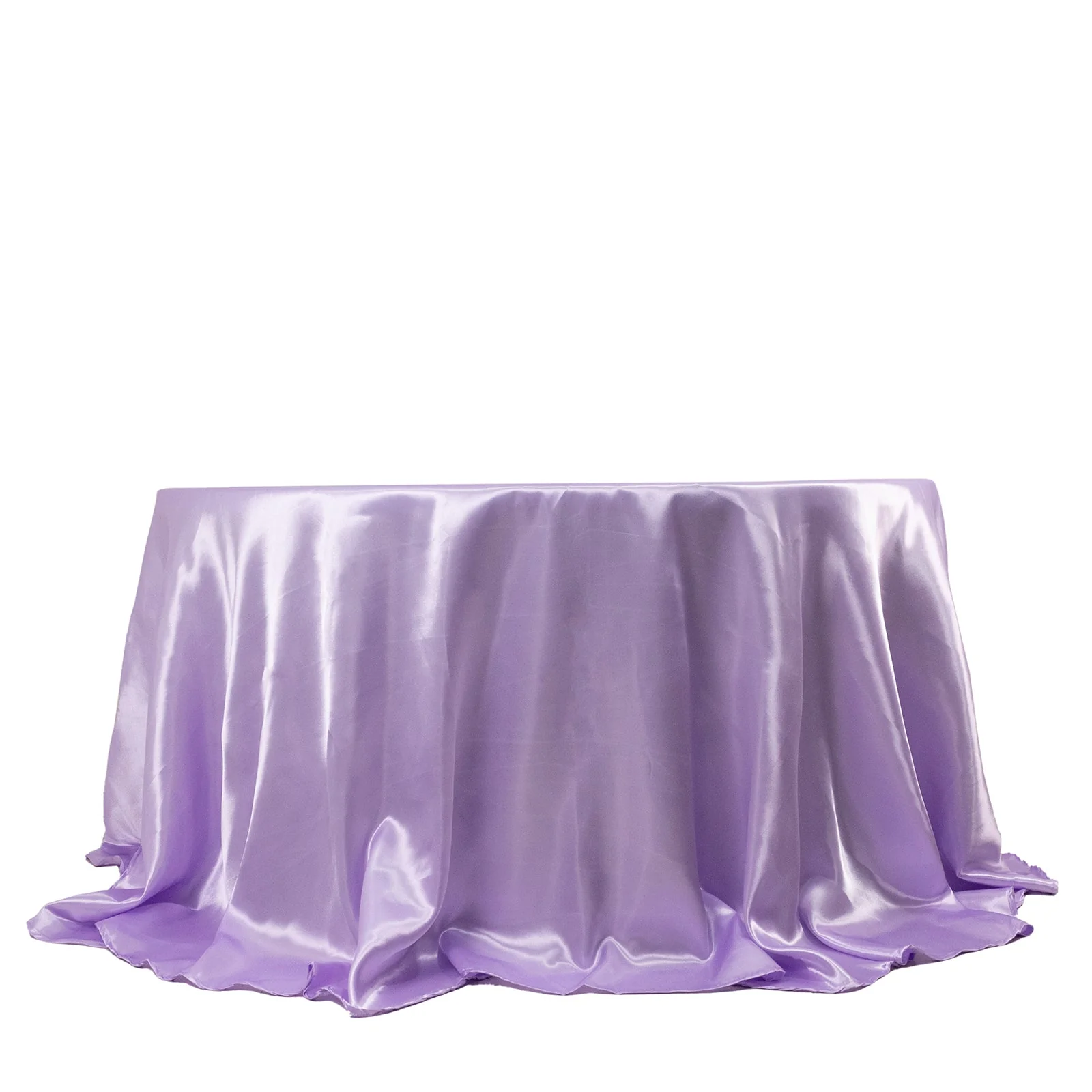 Satin Round Tablecloth 132" Lavender Lilac - Seamless Table Cover - Image 6