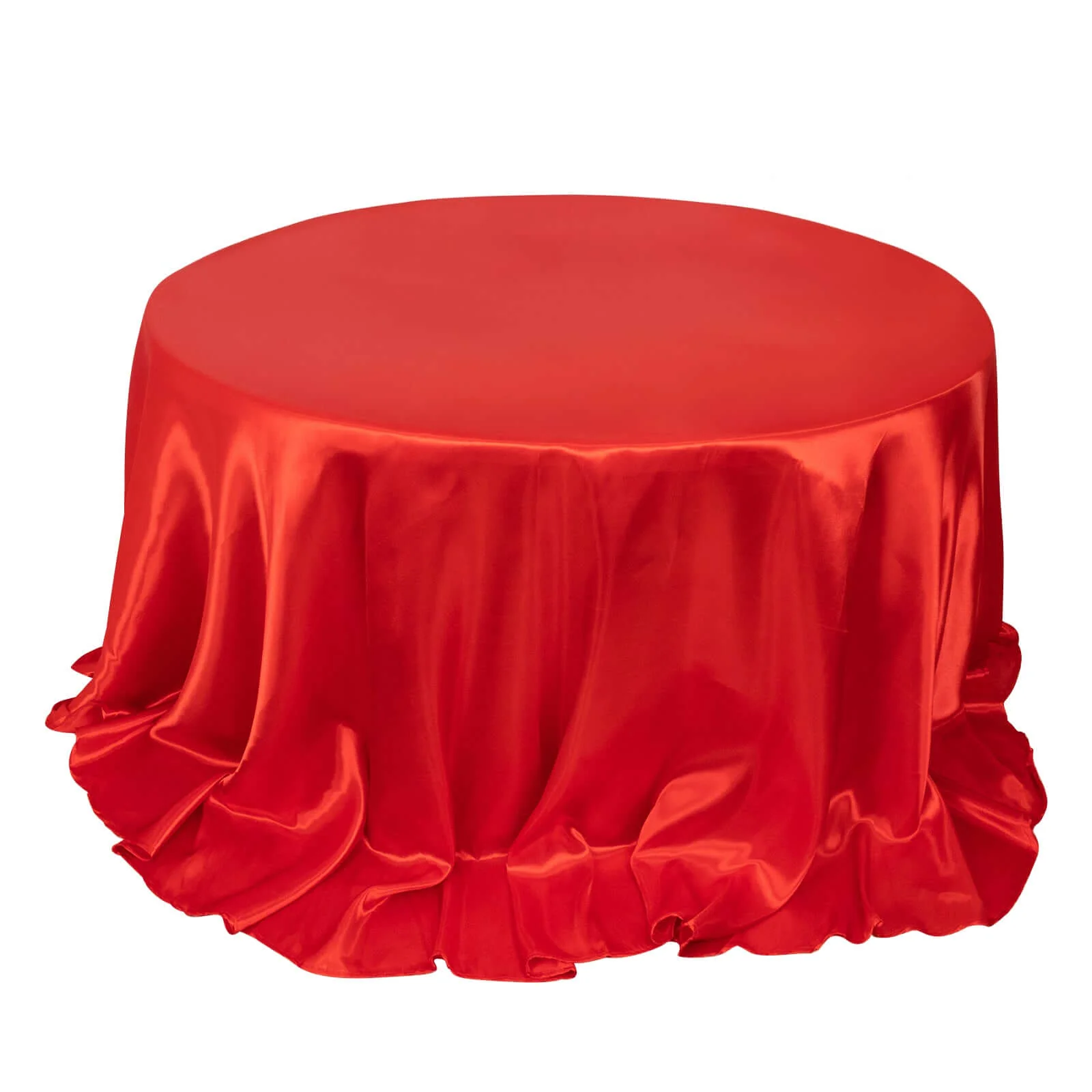 Satin Round Tablecloth 132" Red - Seamless Table Cover - Image 3