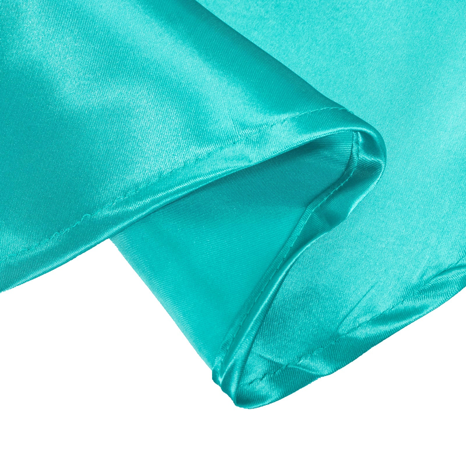 Satin Round Tablecloth 132" Turquoise - Seamless Table Cover - Image 8