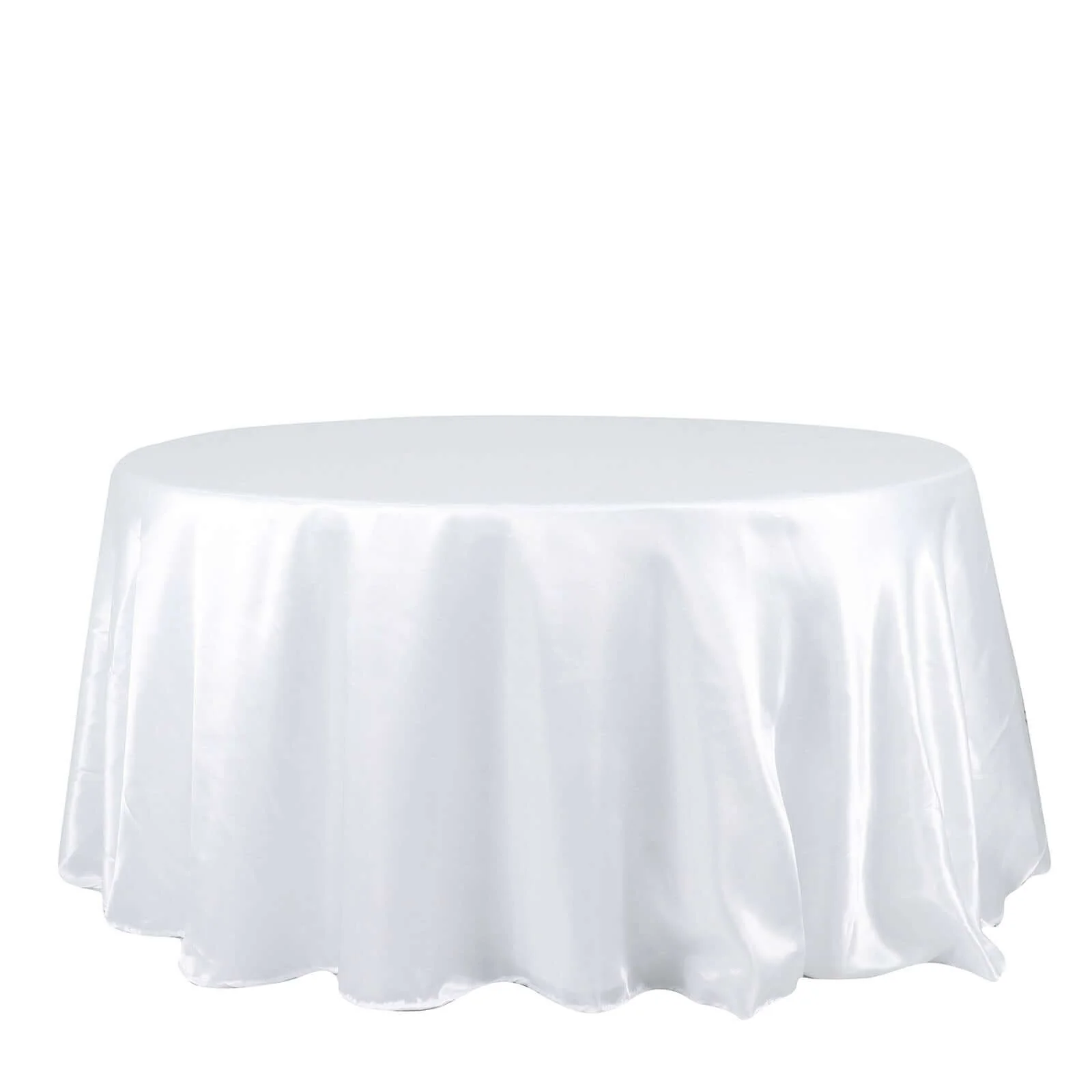 Satin Round Tablecloth 132" White - Classy Seamless Table Cover for Weddings & Events - Image 7