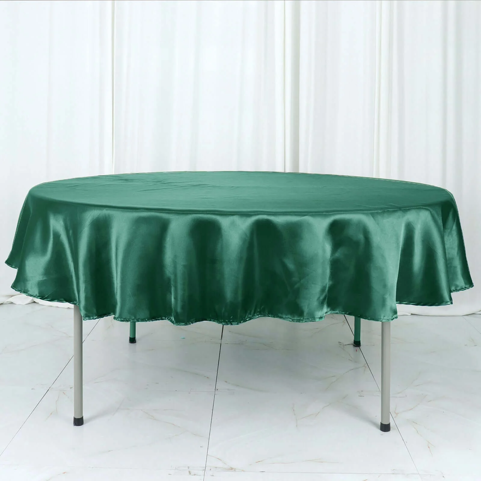 Satin Round Tablecloth 90" Hunter Emerald Green - Smooth & Durable Table Cover - Image 12