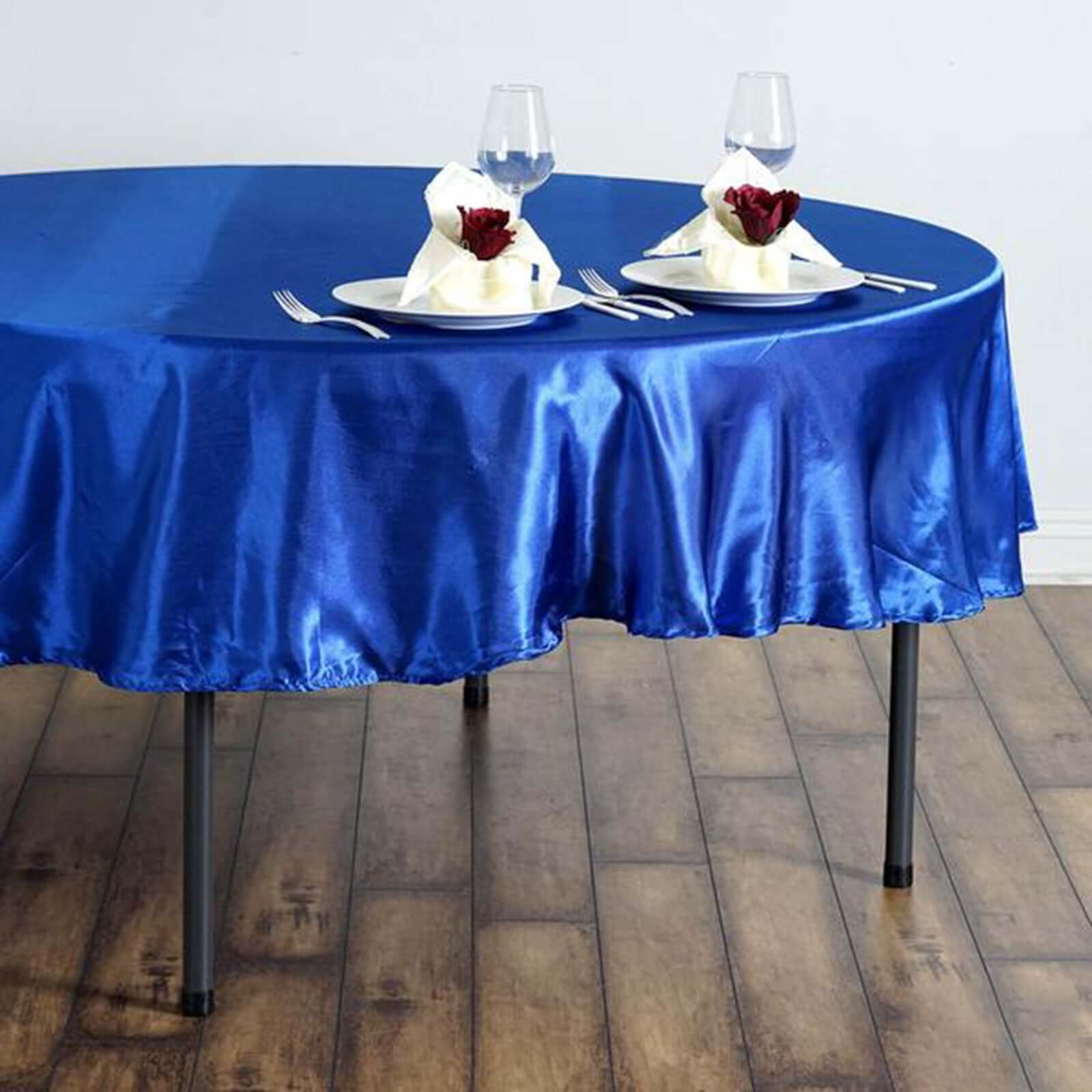 Satin Round Tablecloth 90" Royal Blue - Smooth & Durable Table Cover - Image 2