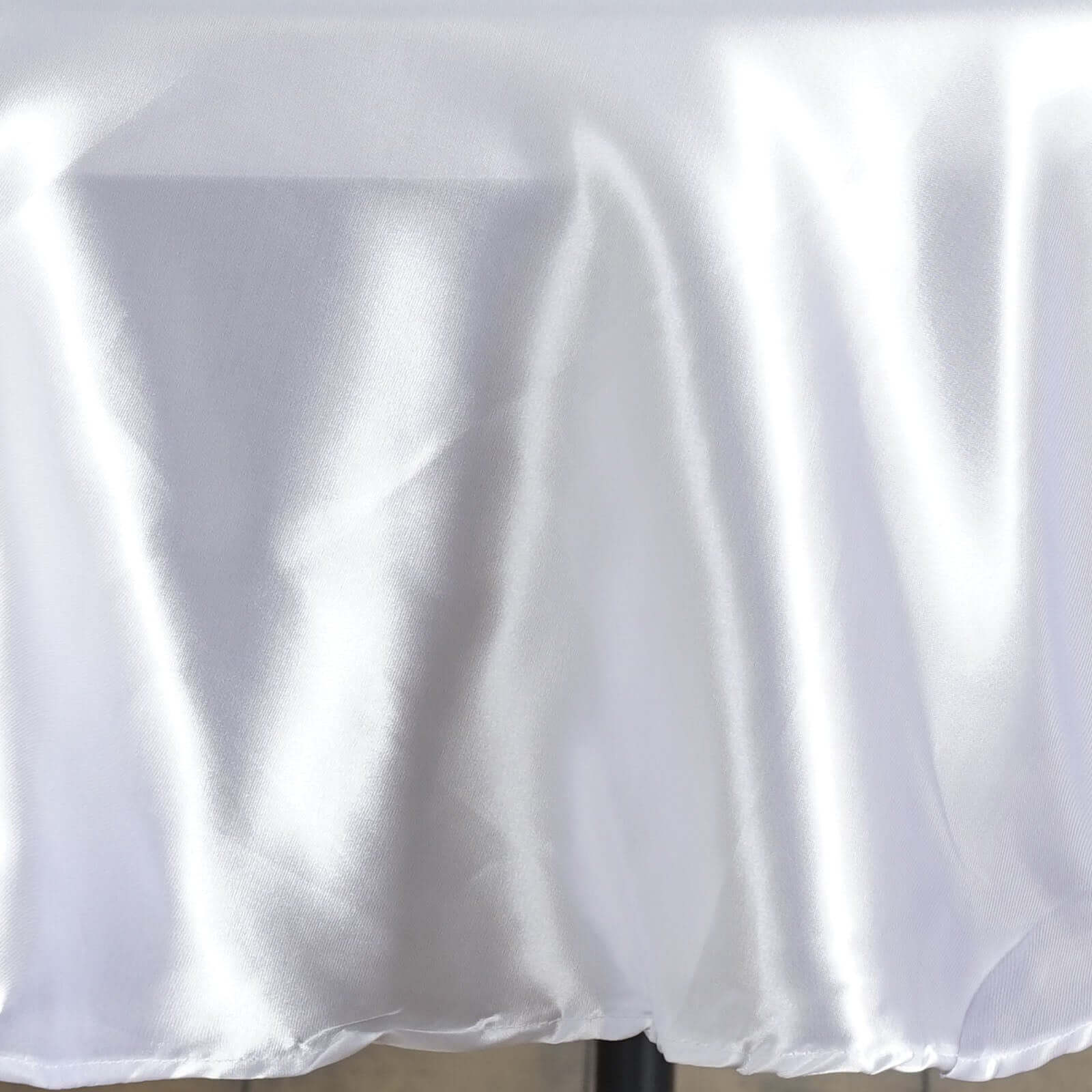 Satin Round Tablecloth 90" White - Smooth and Durable Table Cover for Weddings & Events - Image 3