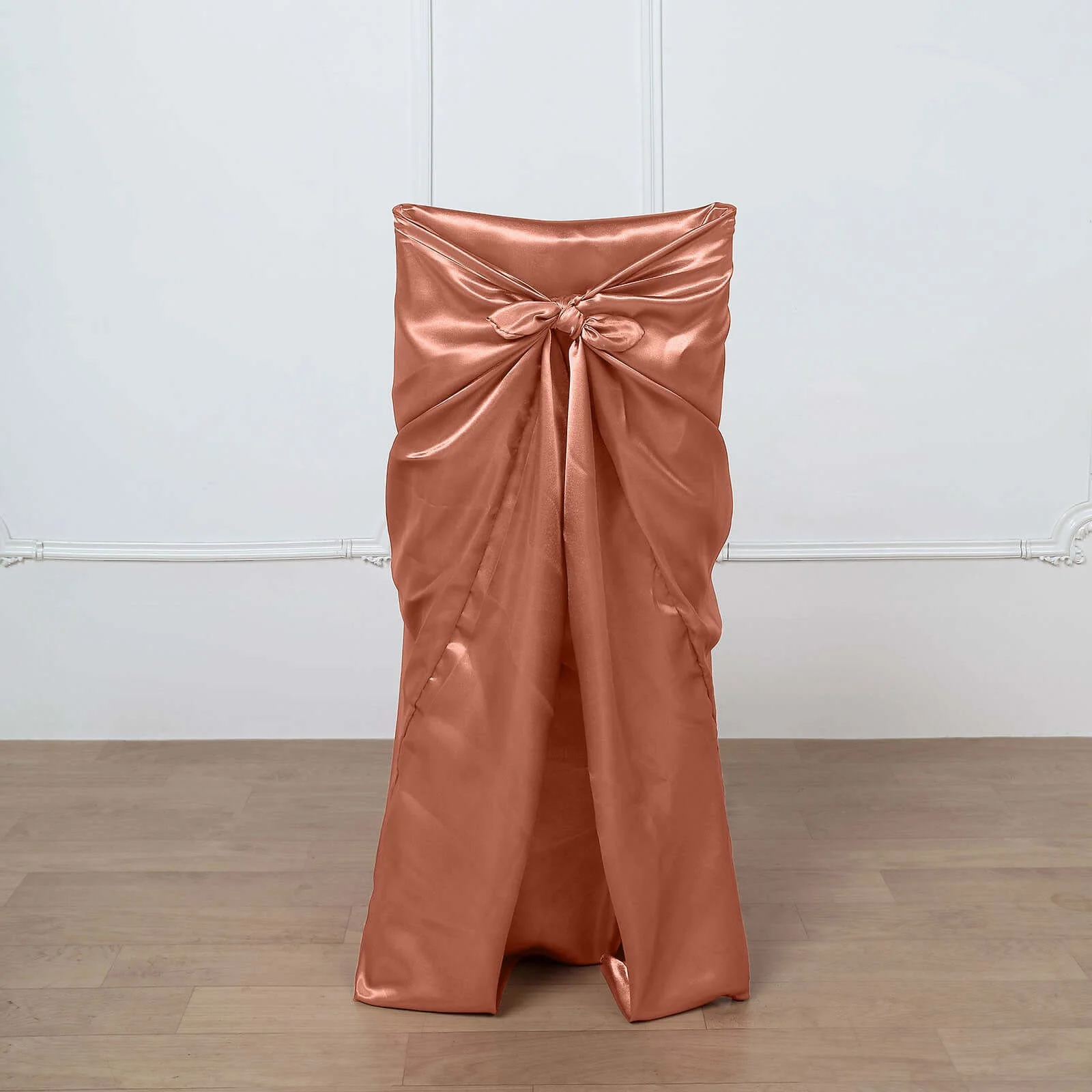 Satin Self-Tie Universal Chair Cover Terracotta (Rust) - Reusable Slip-On Slipcover for Folding, Dining, Banquet & Standard Size Chairs - Image 9