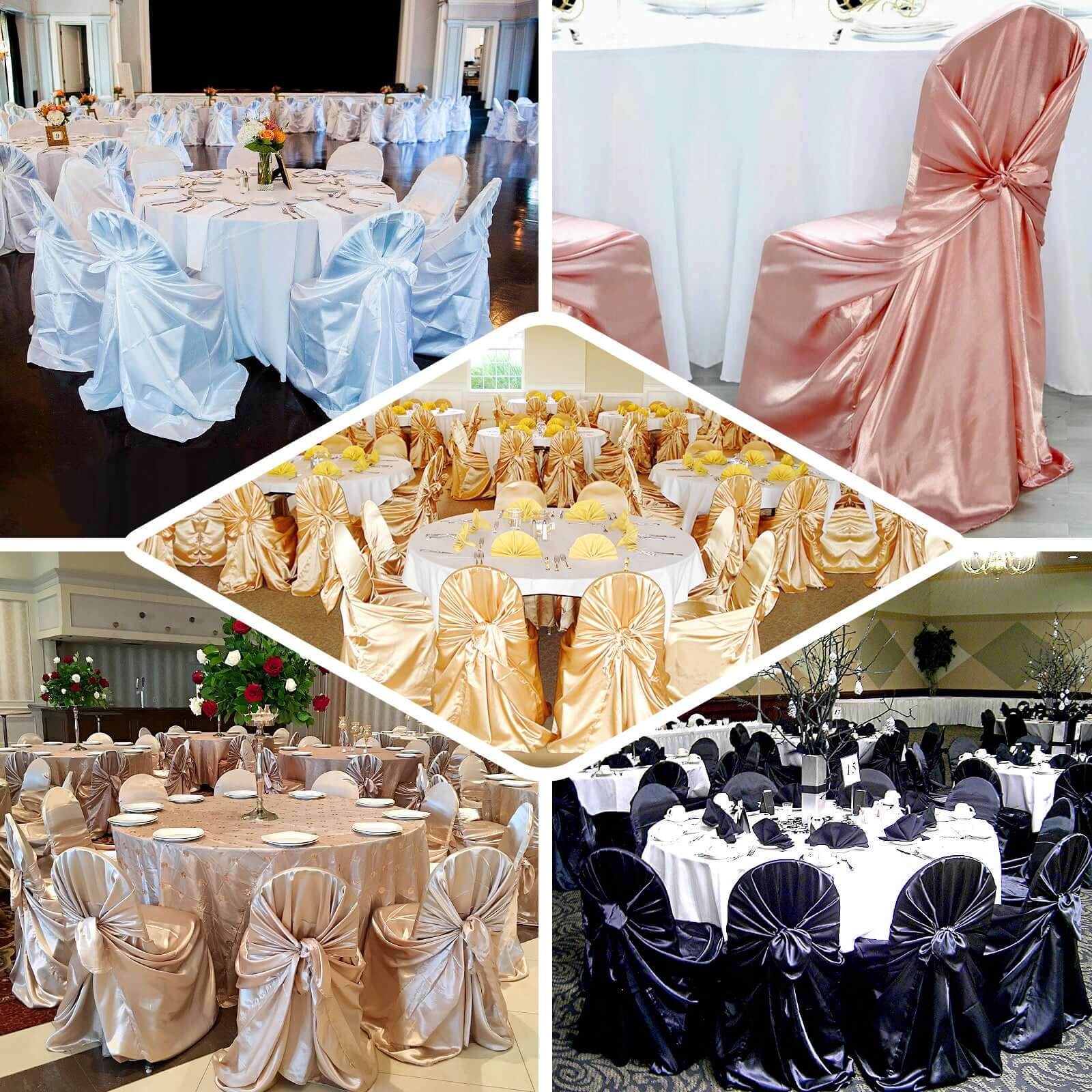 Satin Self-Tie Universal Chair Cover White - Reusable Slip-On Slipcover for Folding, Dining, Banquet & Standard Size Chairs - Image 4