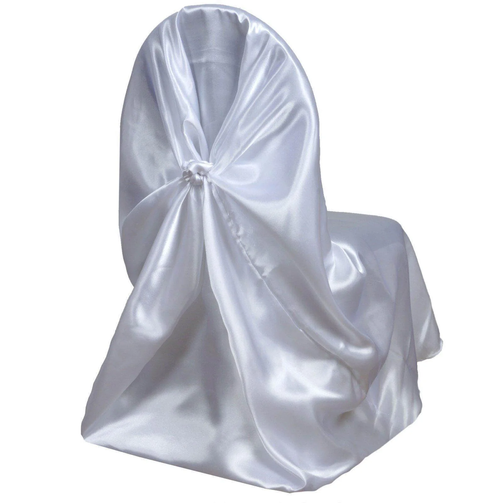 Satin Self-Tie Universal Chair Cover White - Reusable Slip-On Slipcover for Folding, Dining, Banquet & Standard Size Chairs - Image 6